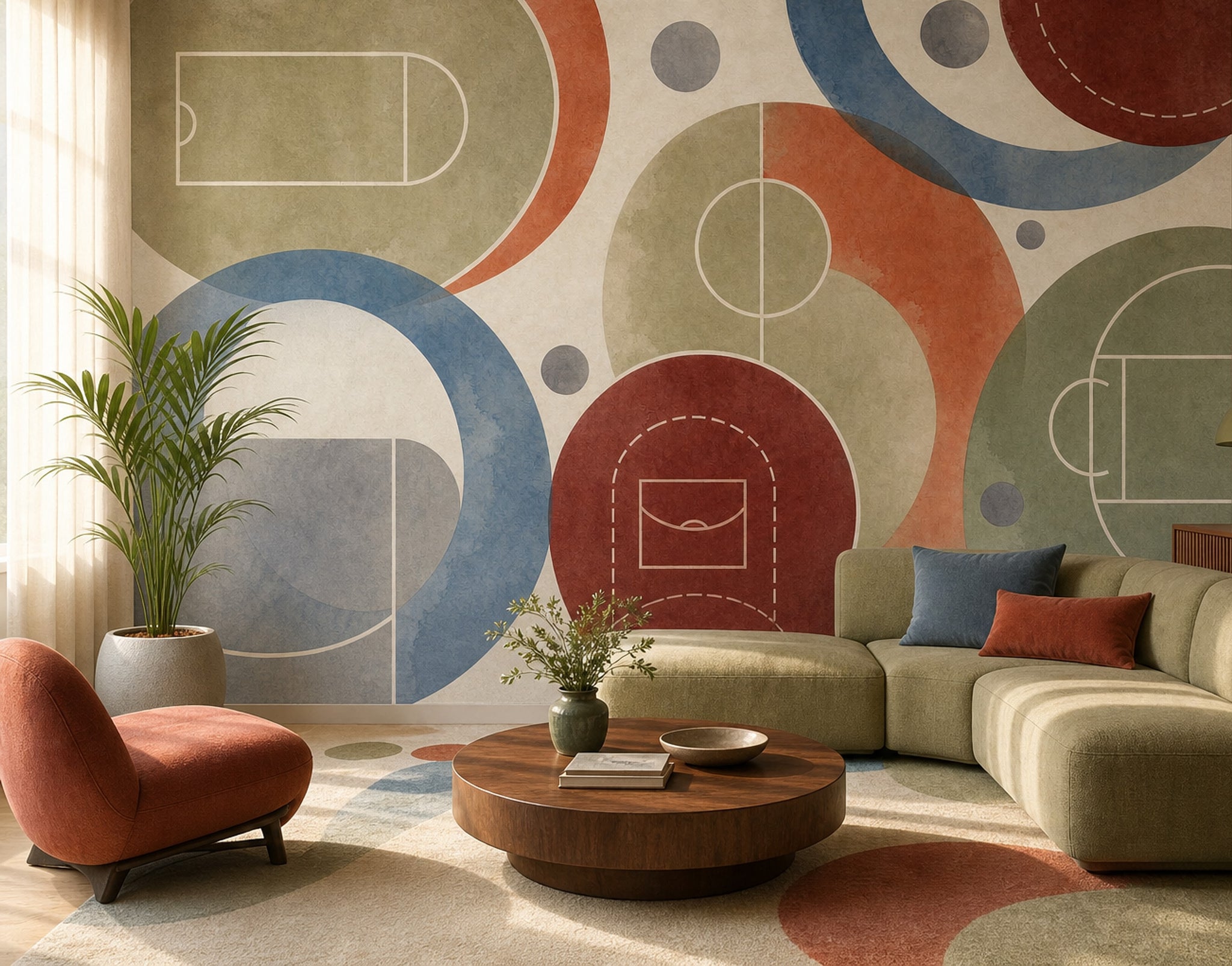 Mid Century Modern Wallpaper Watercolor Texture Paper Texture Wall Mural