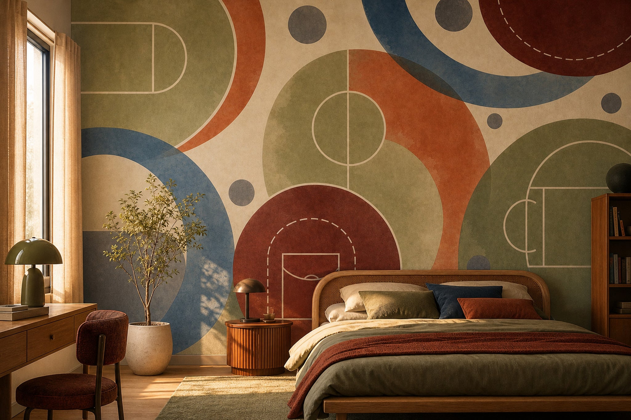 Mid Century Modern Wallpaper Watercolor Texture Paper Texture Wall Mural