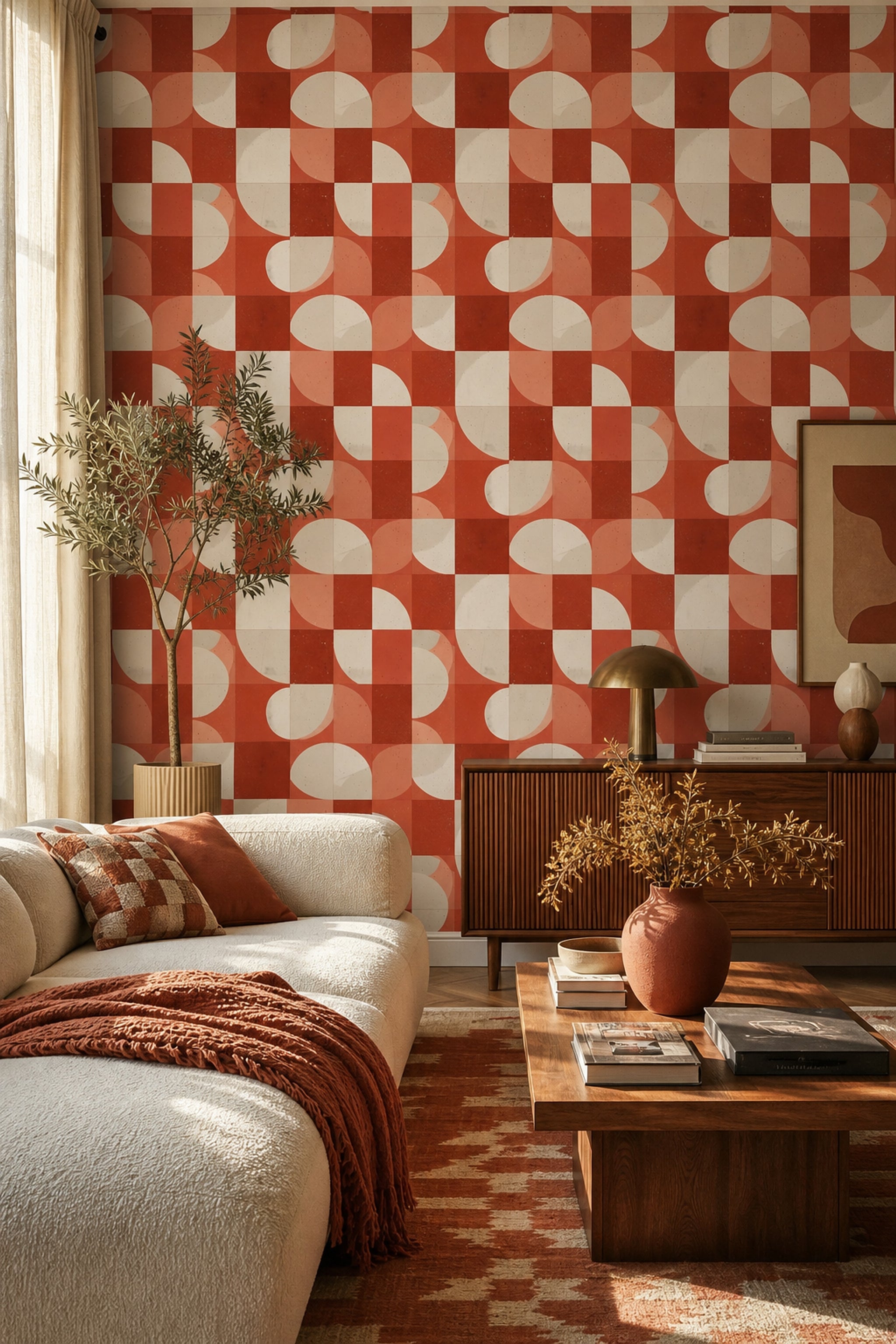 Mid Century Modern Wallpaper Retro Geometric Decorative Mural