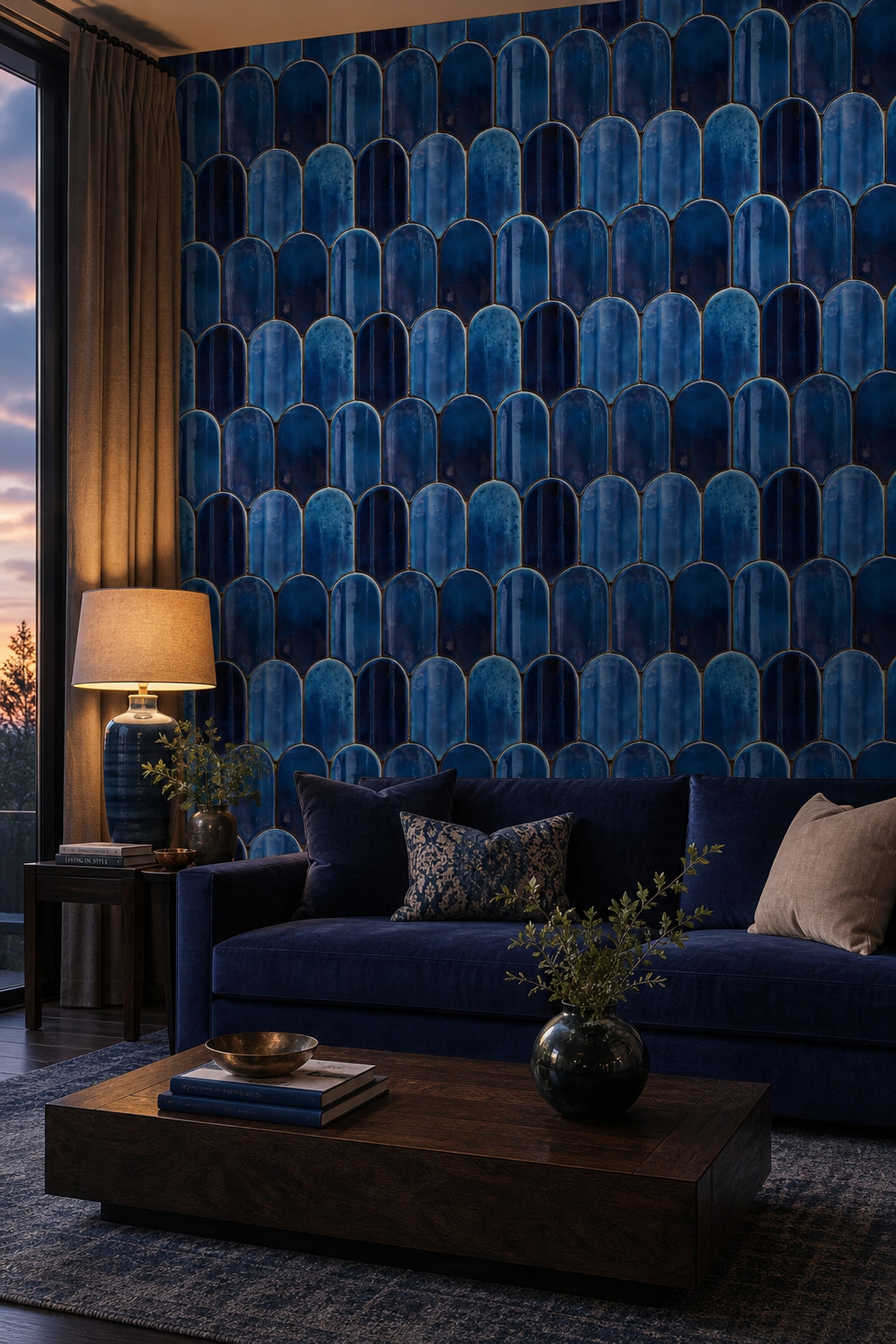 Glossy Ceramic Tile Wallpaper Geometric Mosaic Moroccan Zellige Removable Wall Decor