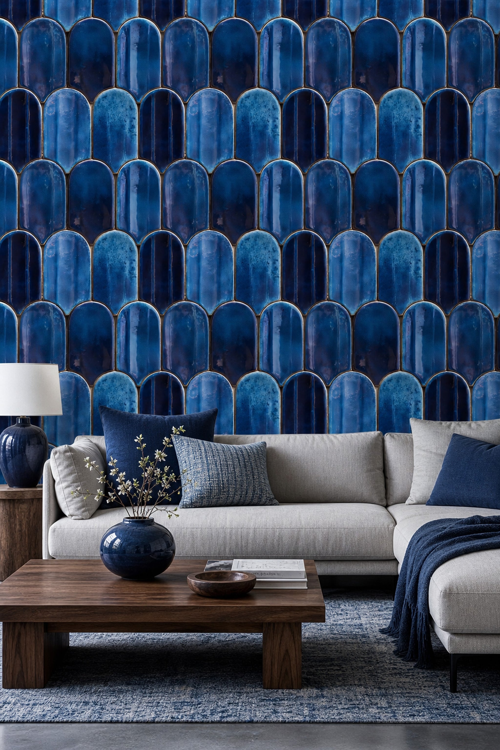 Glossy Ceramic Tile Wallpaper Geometric Mosaic Moroccan Zellige Removable Wall Decor
