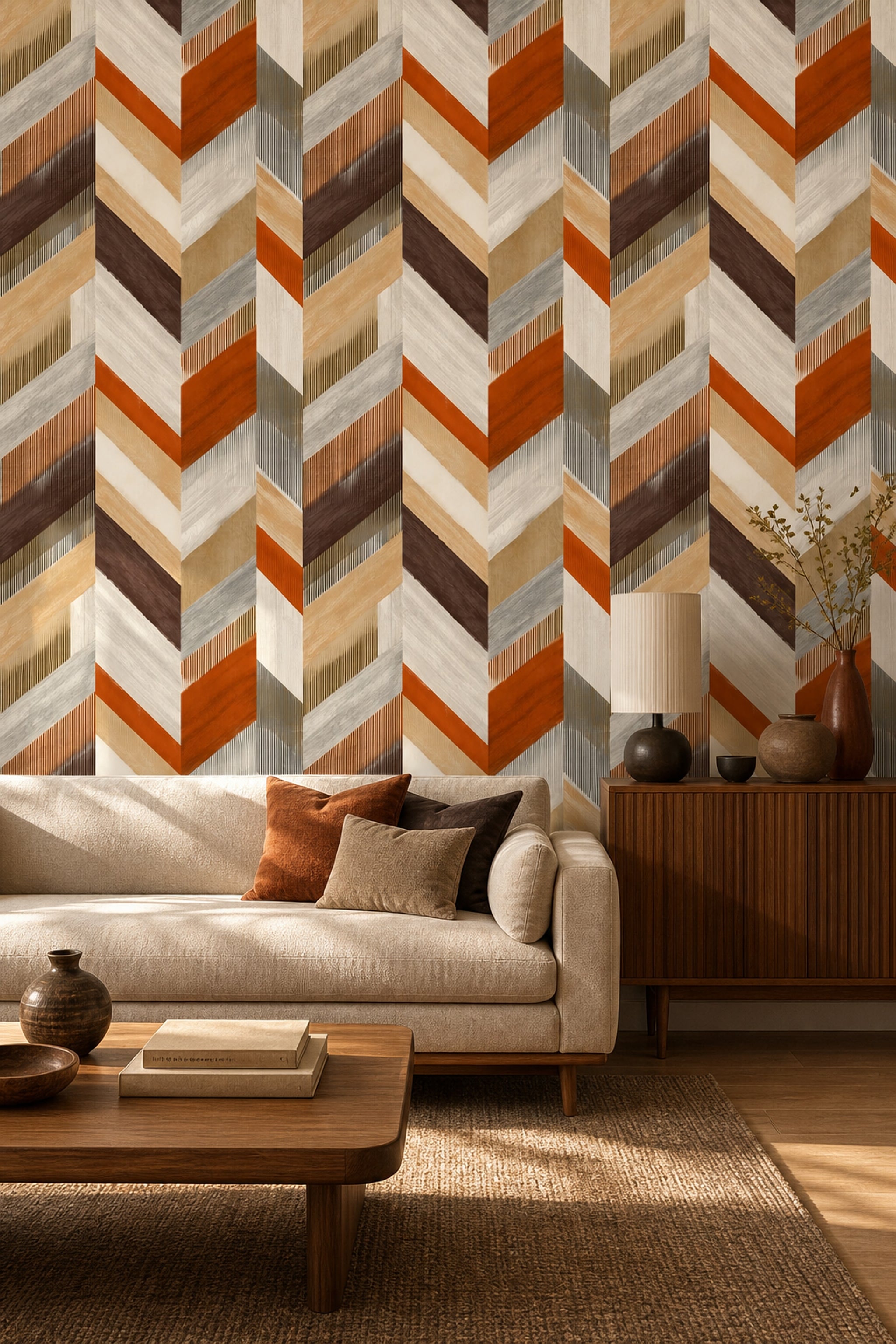 Mid Century Modern Wallpaper Geometric Modern Decorative Mural