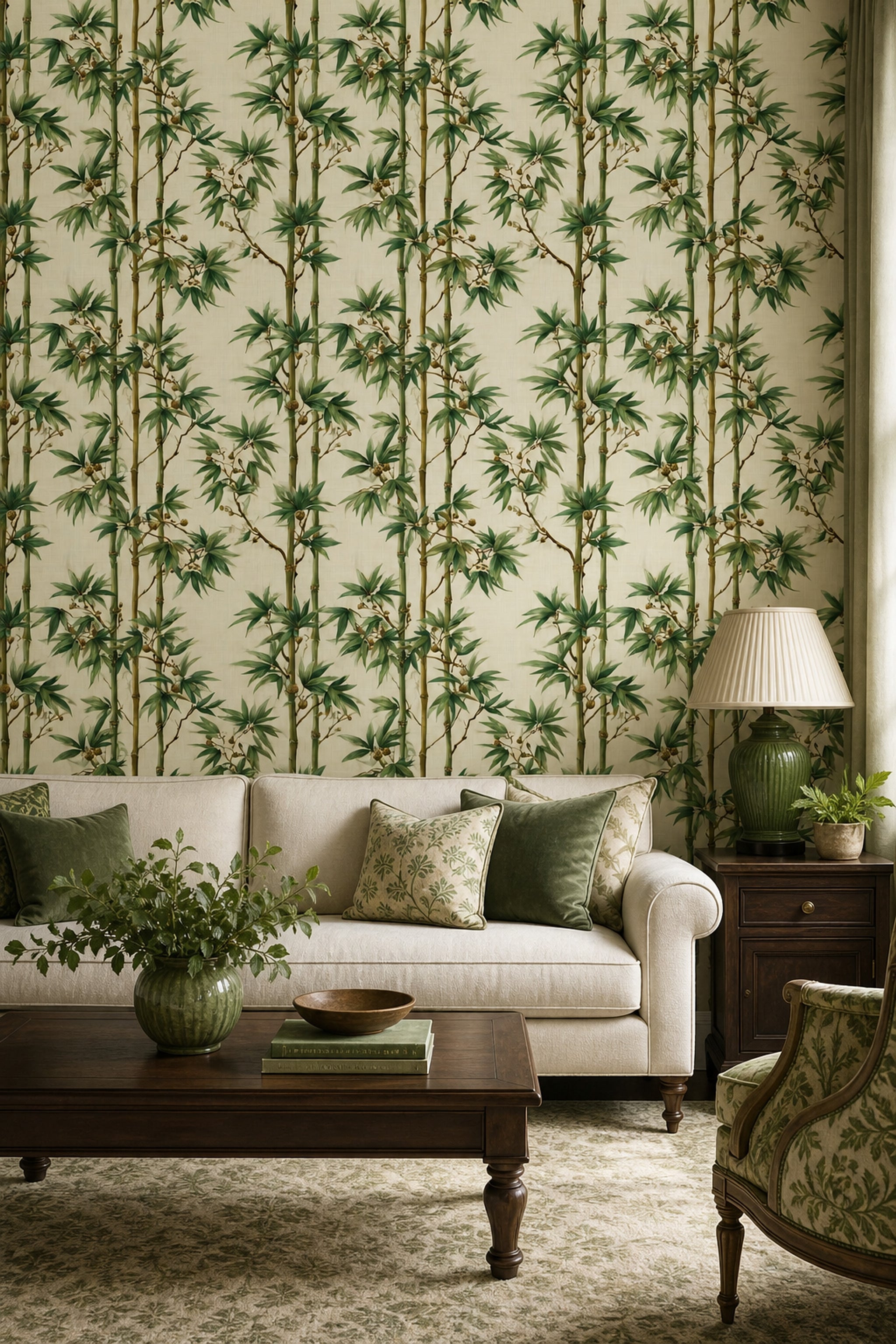 Bamboo Wallpaper Botanical Asian Inspired Removable Wall Decor