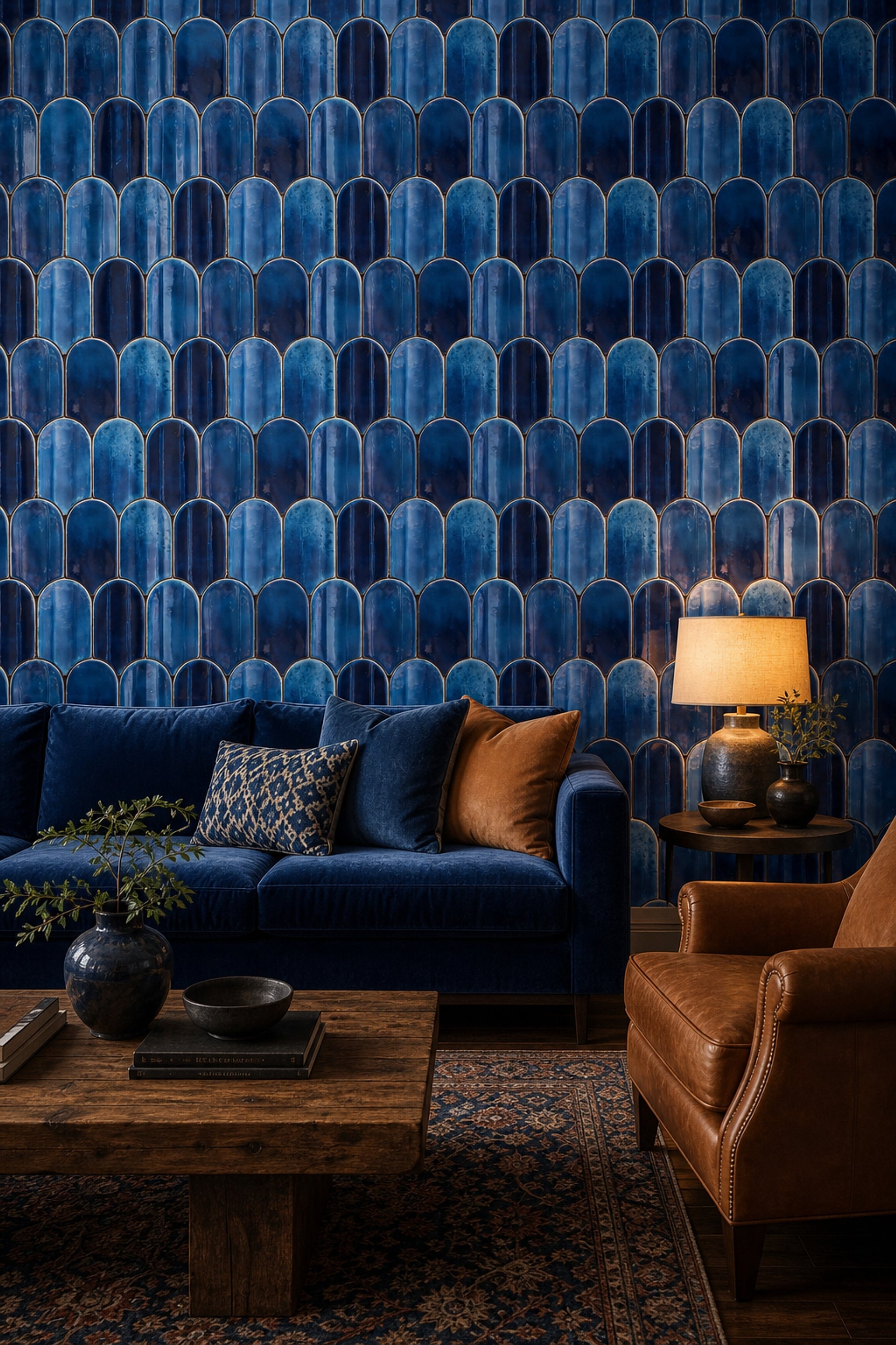Glossy Ceramic Tile Wallpaper Geometric Mosaic Moroccan Zellige Removable Wall Decor