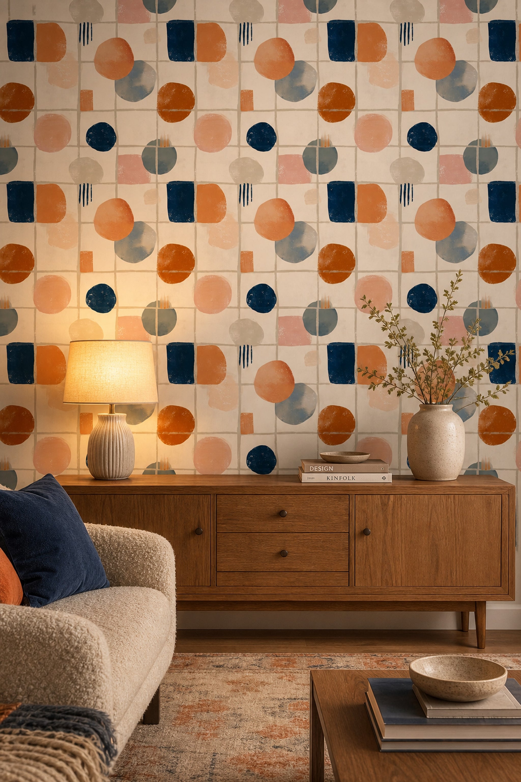 Mid Century Modern Wallpaper Retro Modern Removable Wall Decor