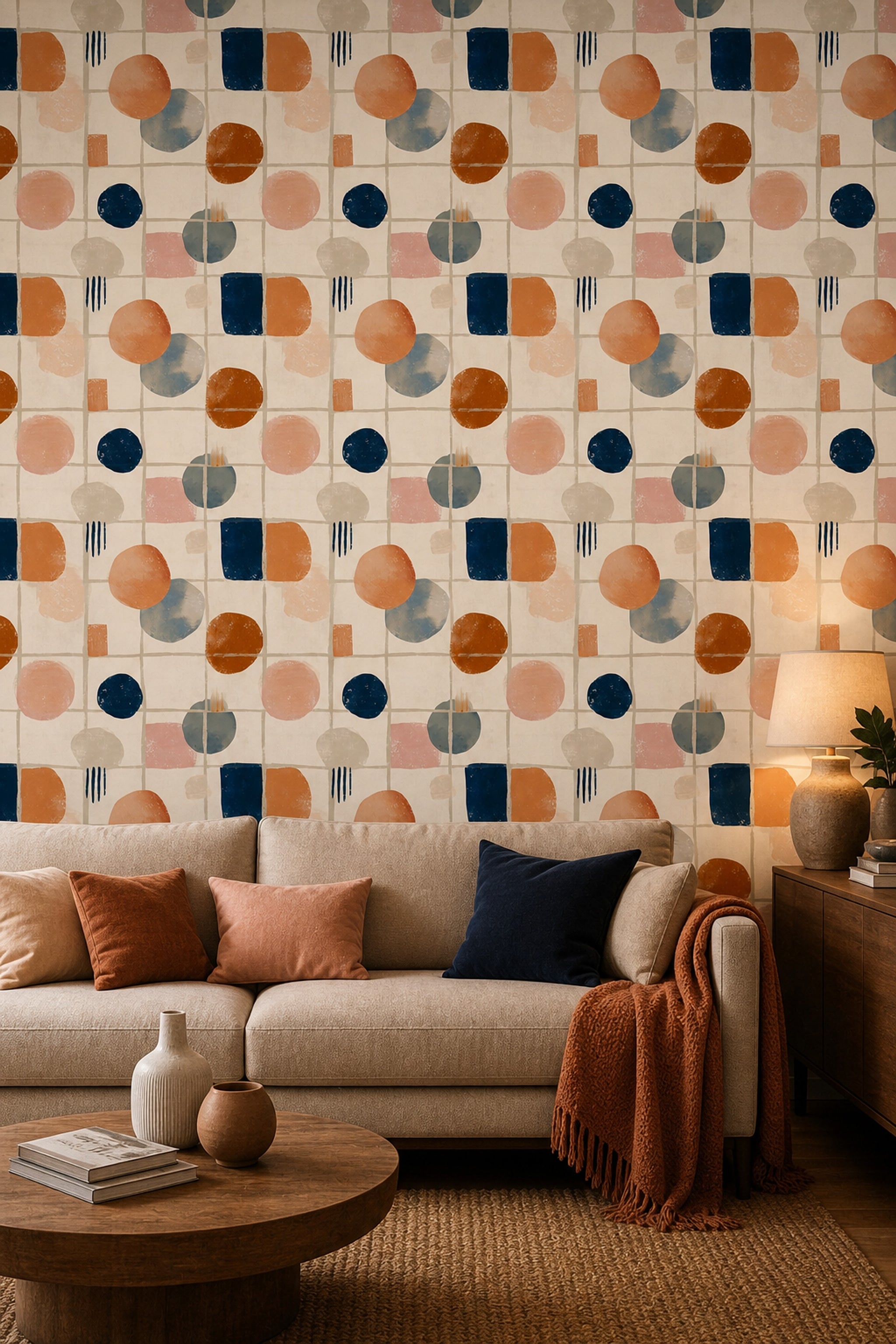 Mid Century Modern Wallpaper Retro Modern Removable Wall Decor