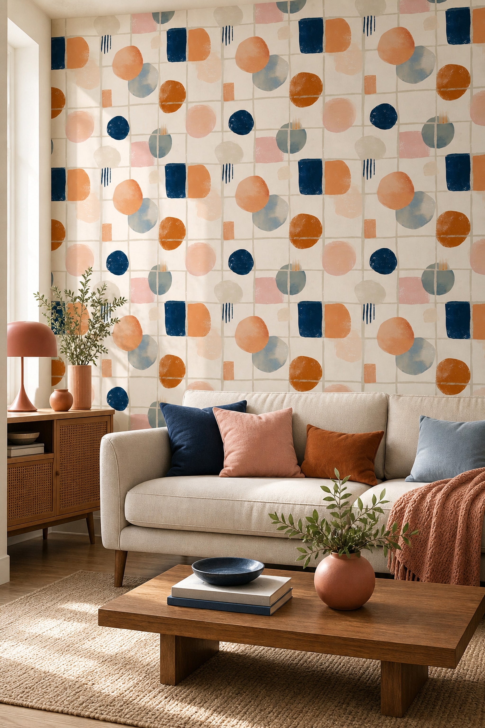 Mid Century Modern Wallpaper Retro Modern Removable Wall Decor