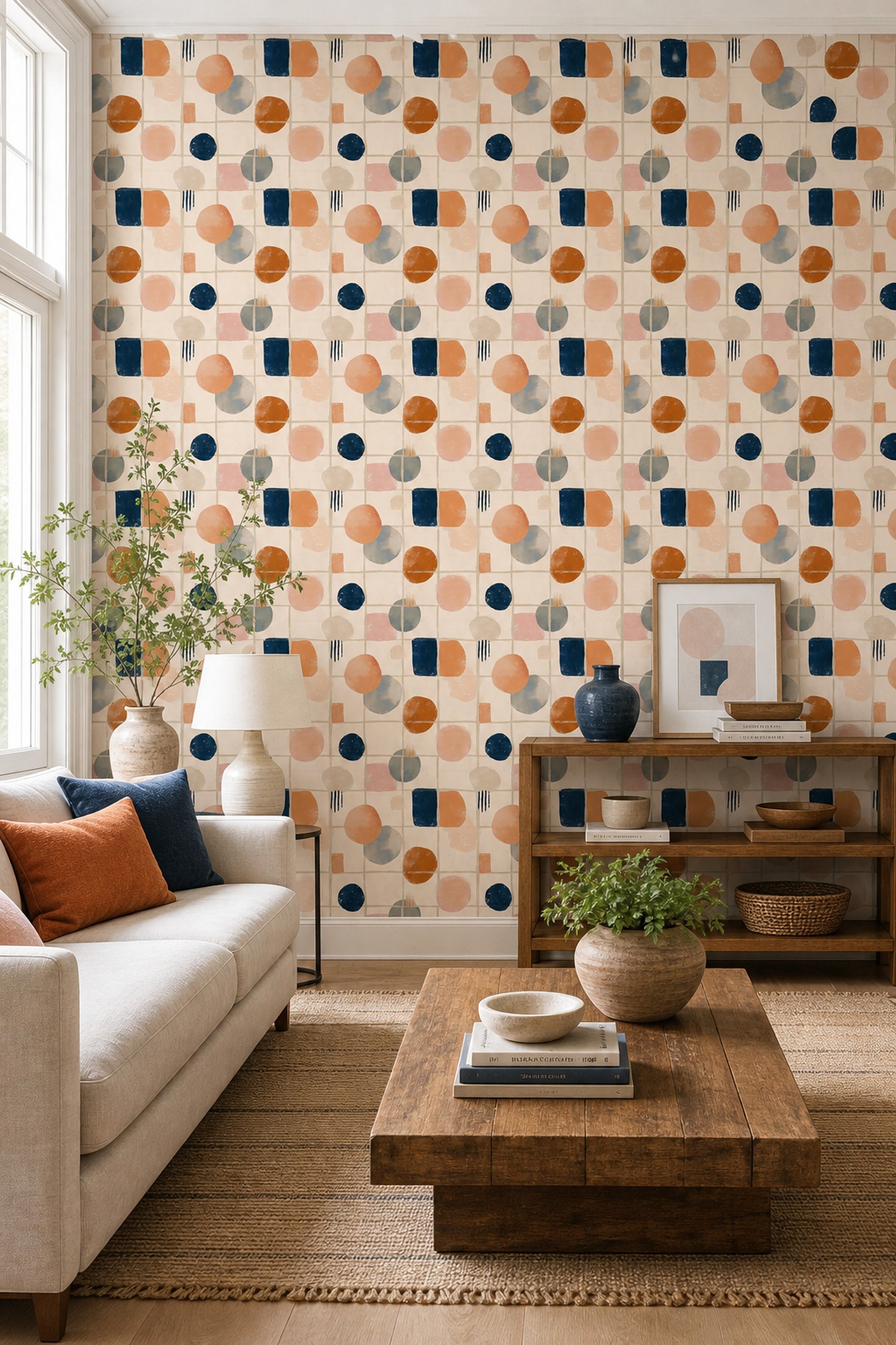 Mid Century Modern Wallpaper Retro Modern Removable Wall Decor