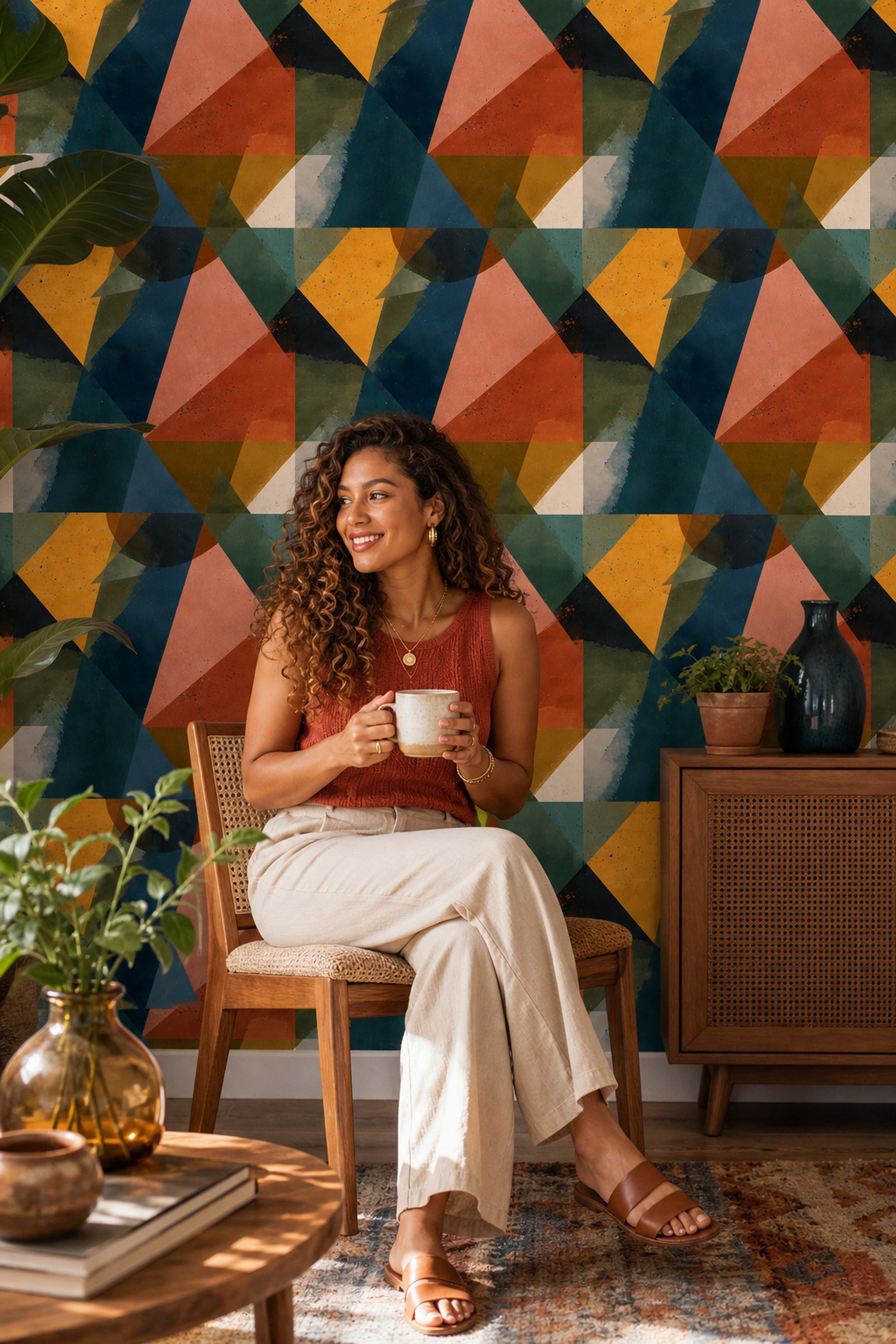 Mid-Century Modern Wallpaper Retro Modern Decorative Mural