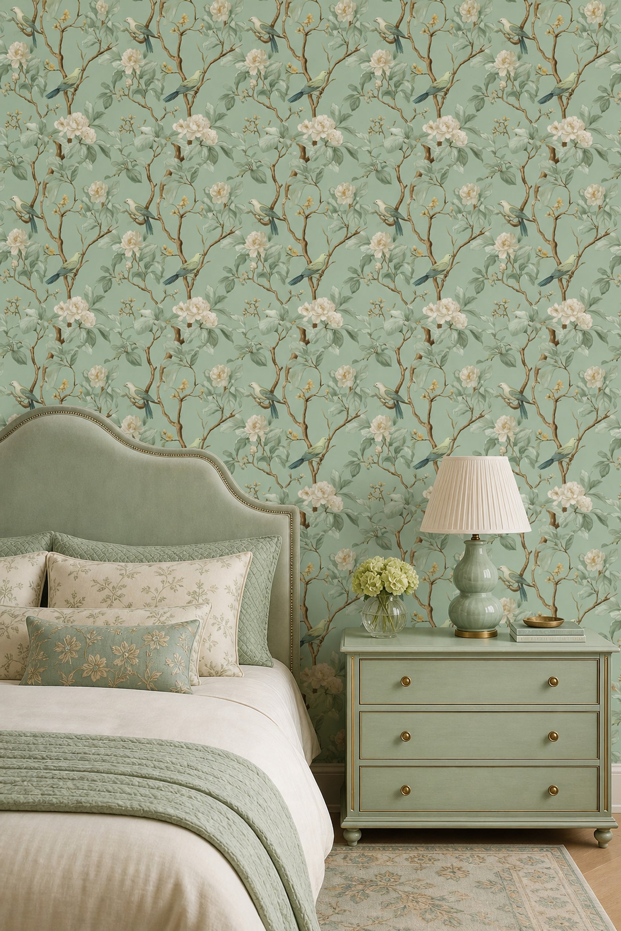 Botanical Wallpaper Birds Removable Vintage Illustration Wall Double Roll