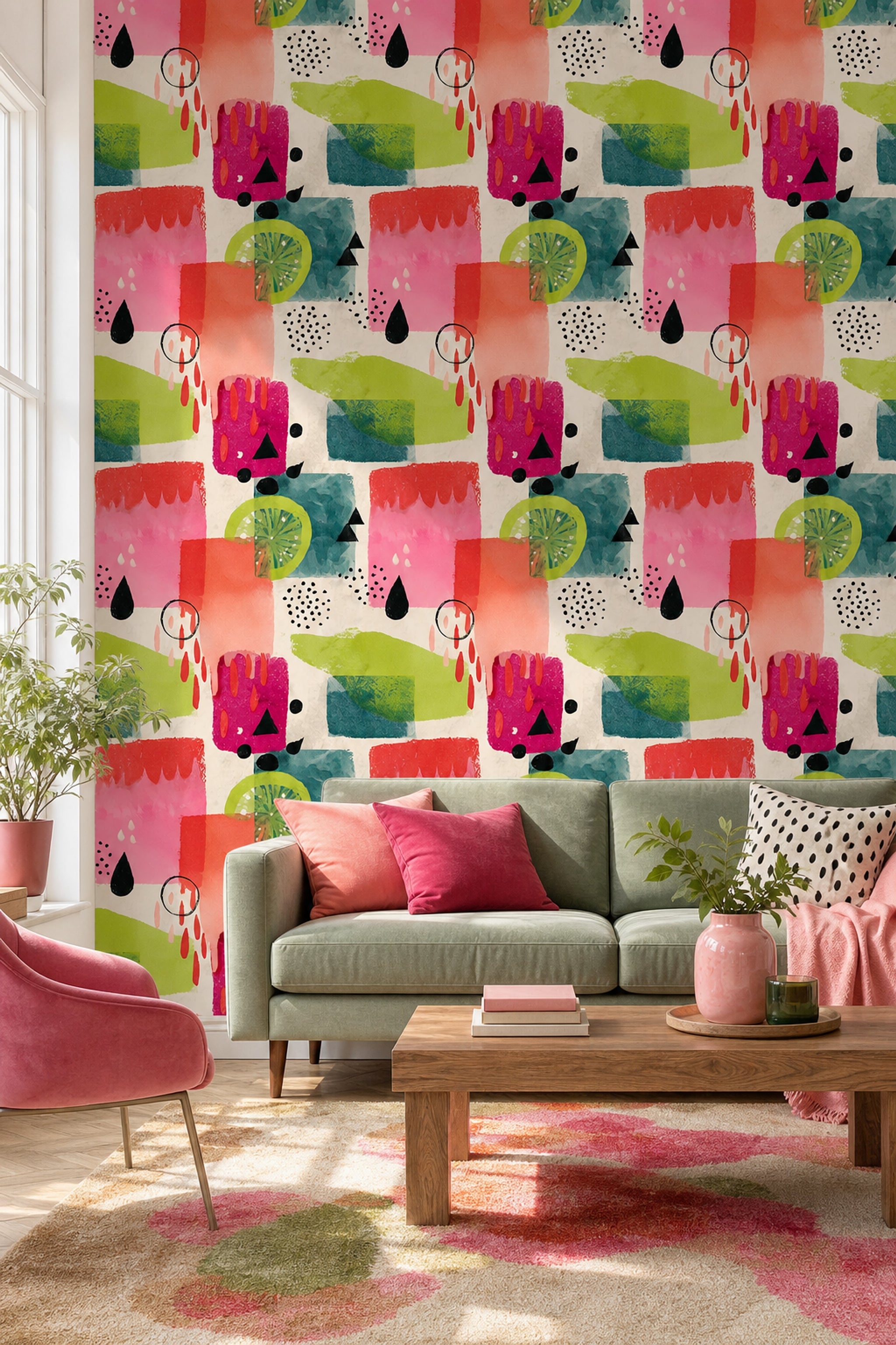 Solid Black Wallpaper Abstract Removable Geometric Wall Double Roll