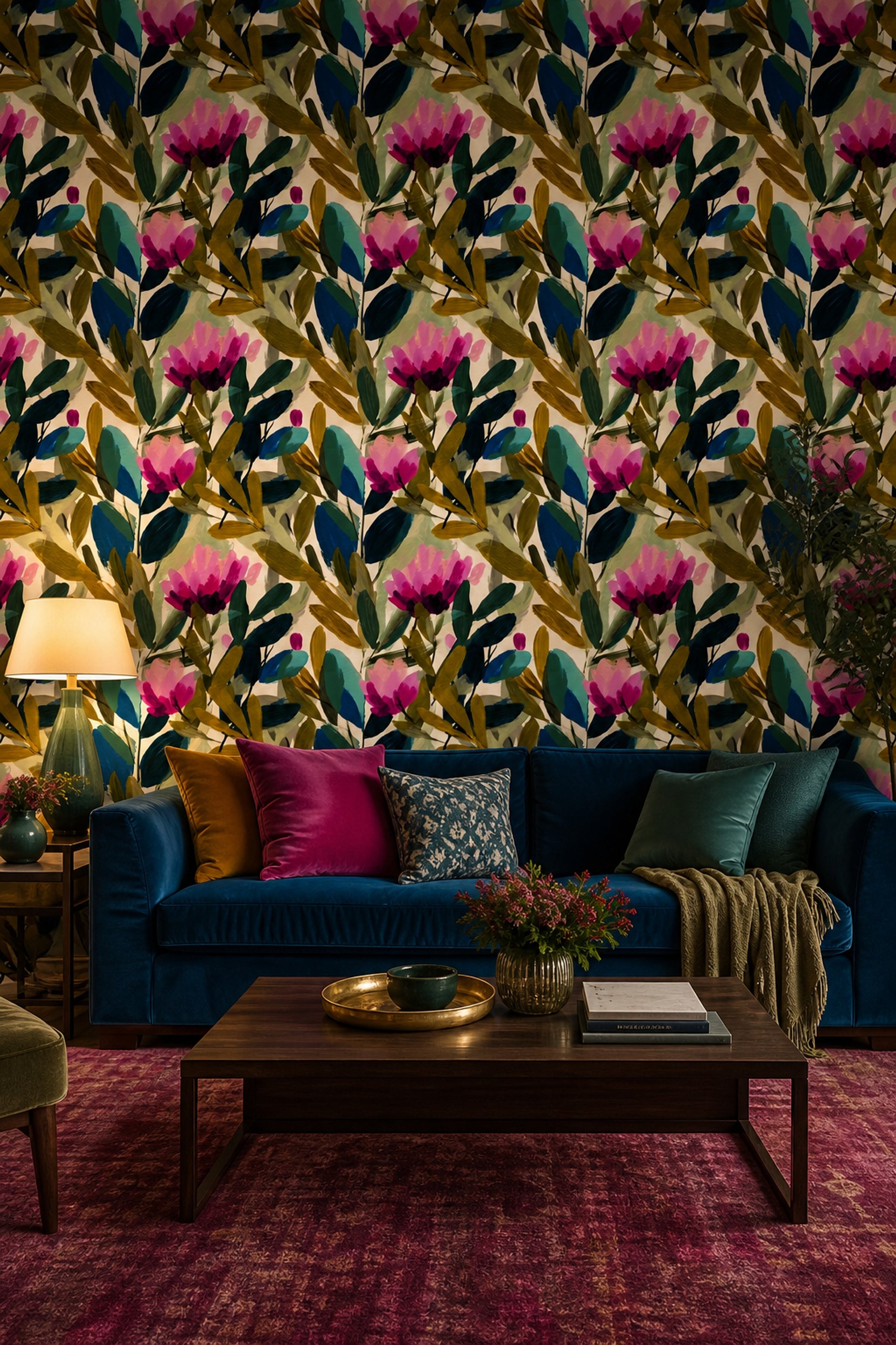 Abstract Floral Wallpaper Botanical Leaves Modern Boho Decorative Mural