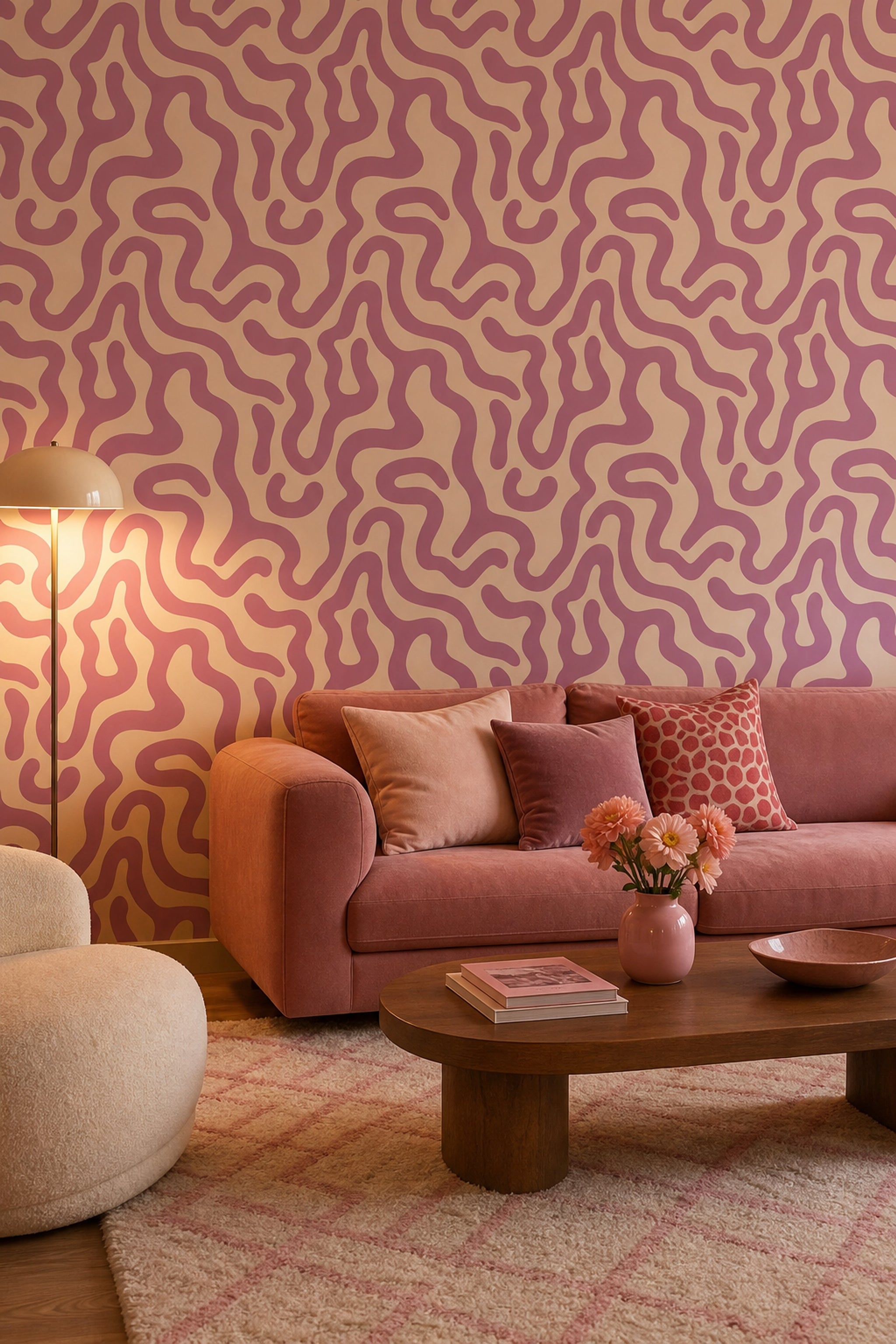 Mid Century Modern Wallpaper Retro Removable Minimalist Wall Double Roll