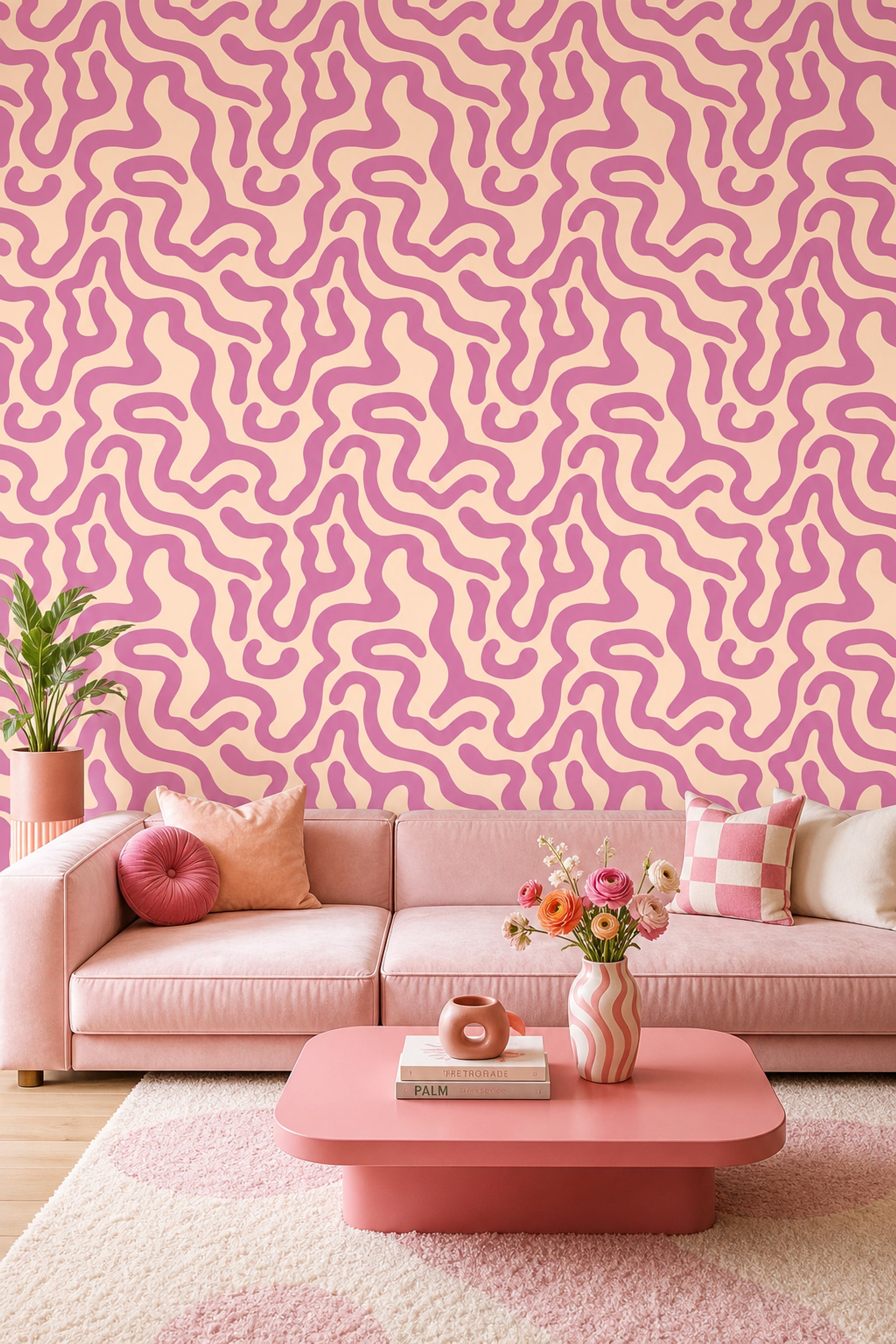 Mid Century Modern Wallpaper Retro Removable Minimalist Wall Double Roll