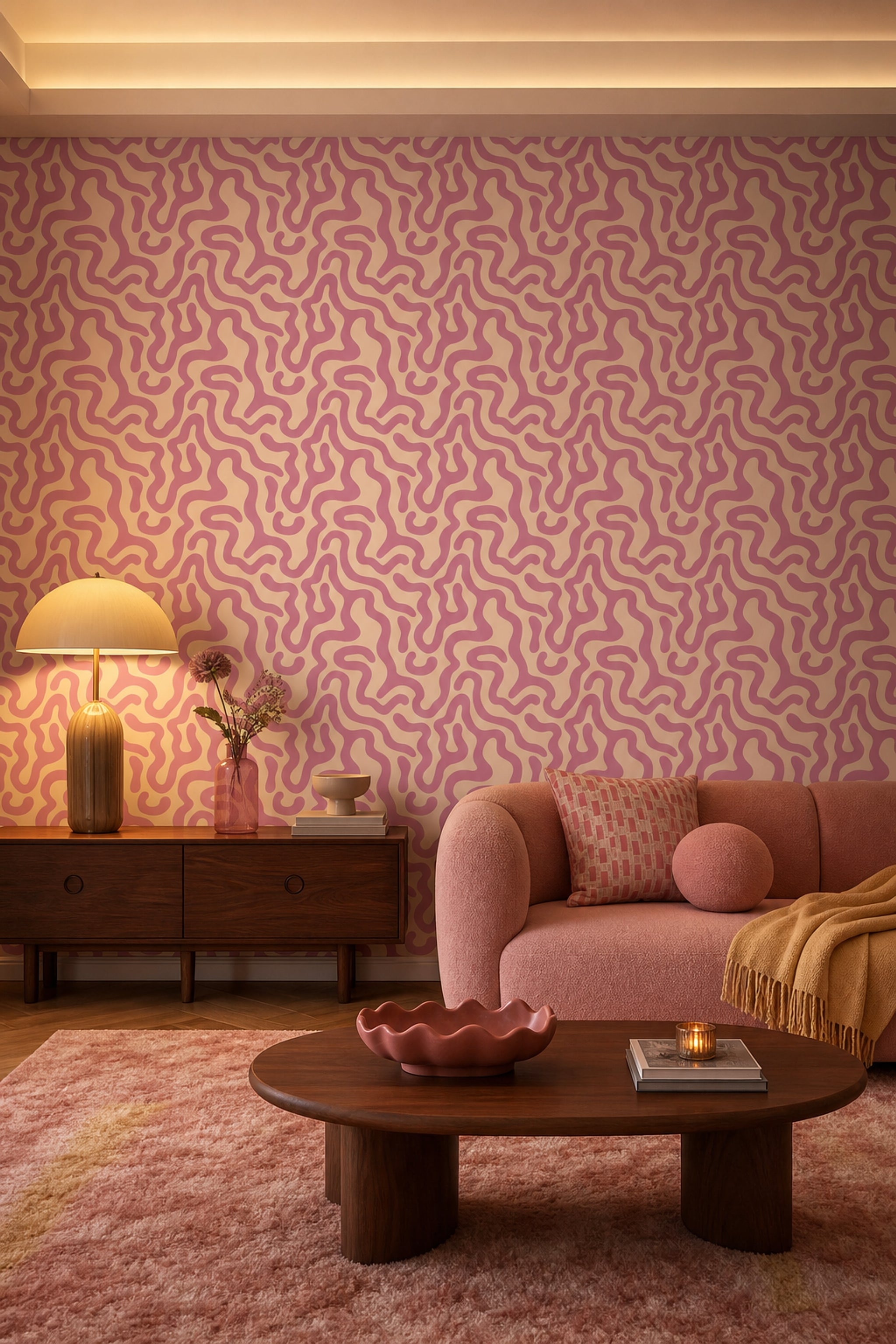 Mid Century Modern Wallpaper Retro Removable Minimalist Wall Double Roll