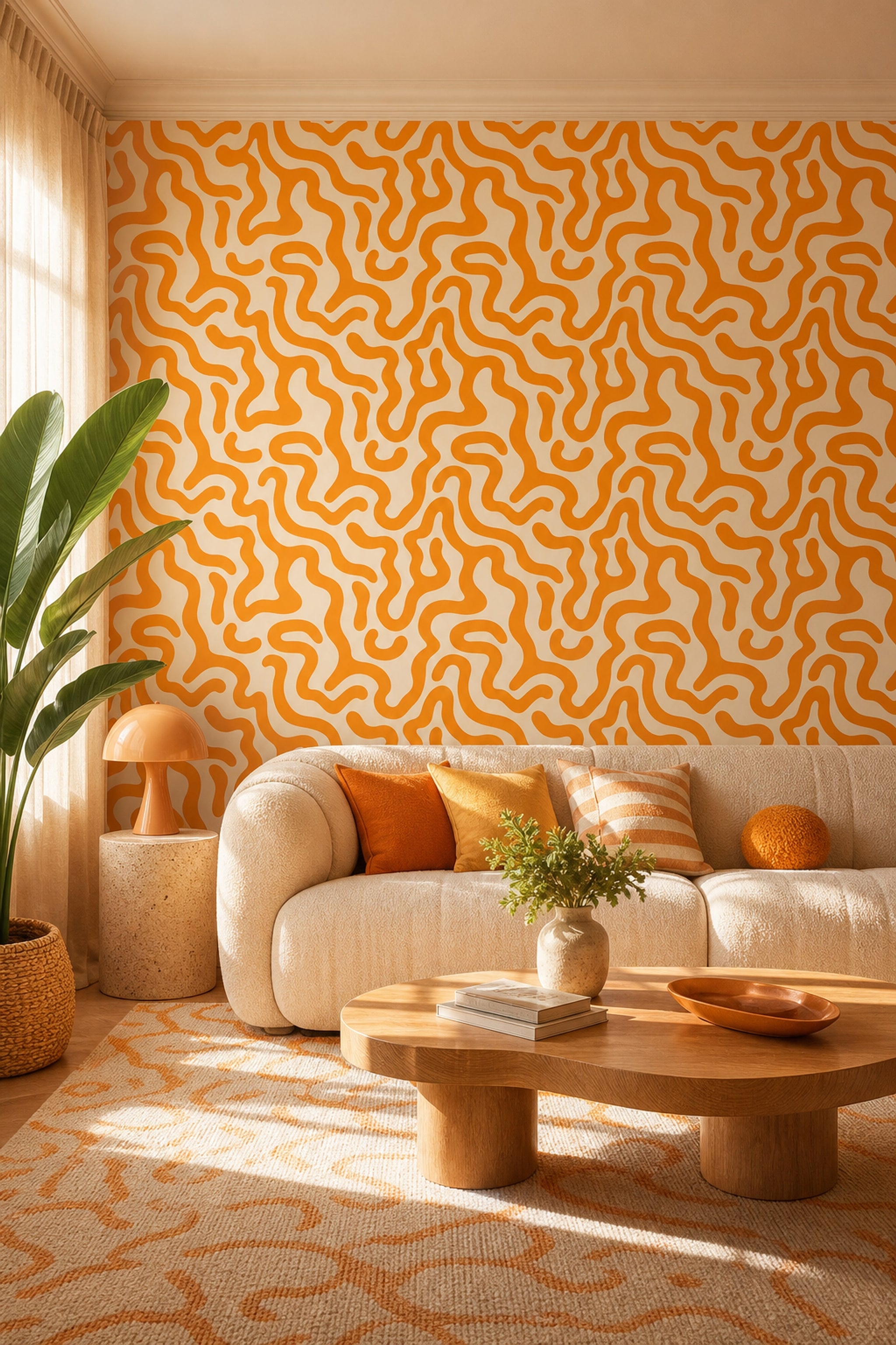 Mid Century Modern Wallpaper Abstract Pattern Removable Wall Decor