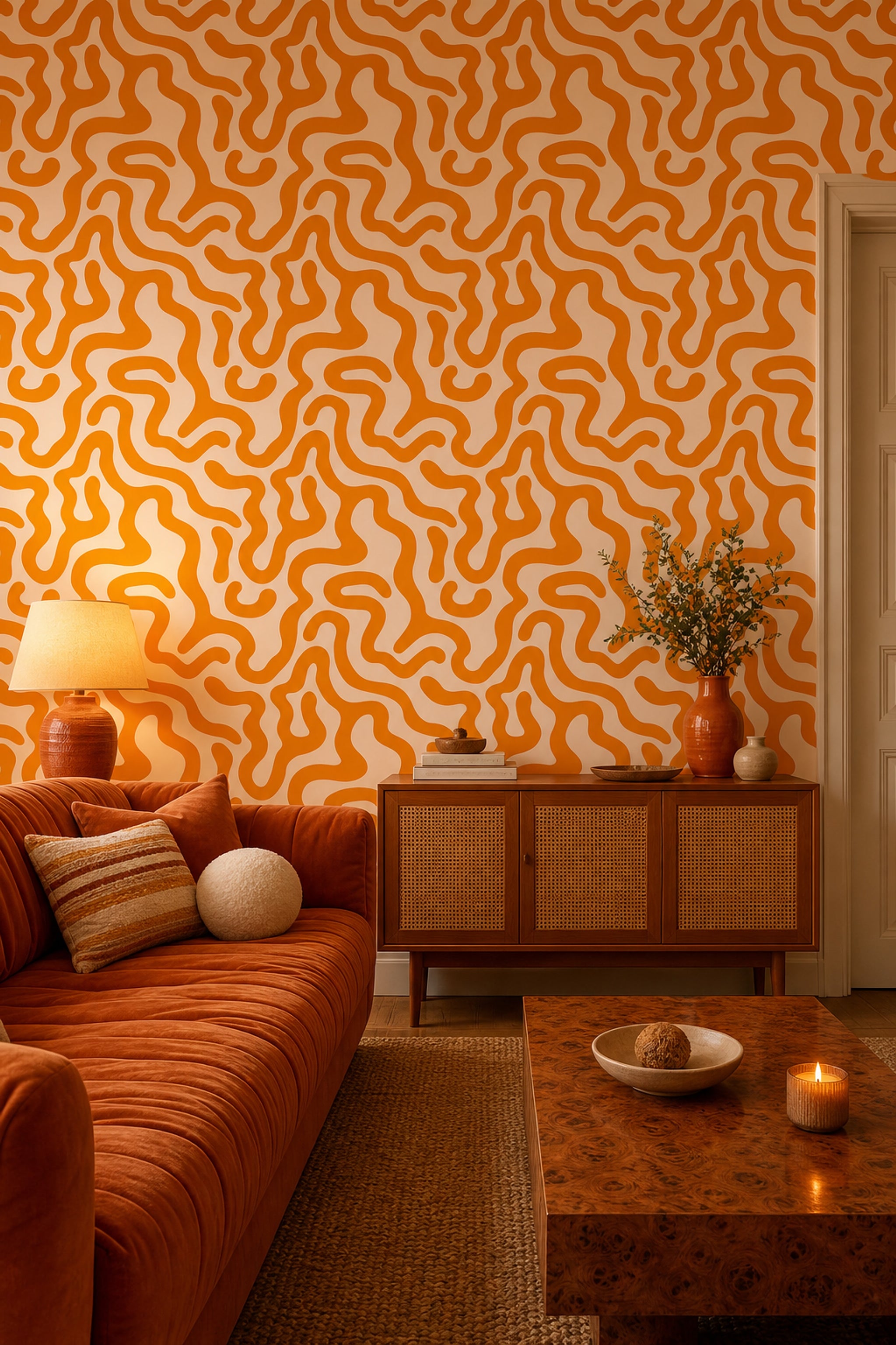 Mid Century Modern Wallpaper Abstract Pattern Removable Wall Decor
