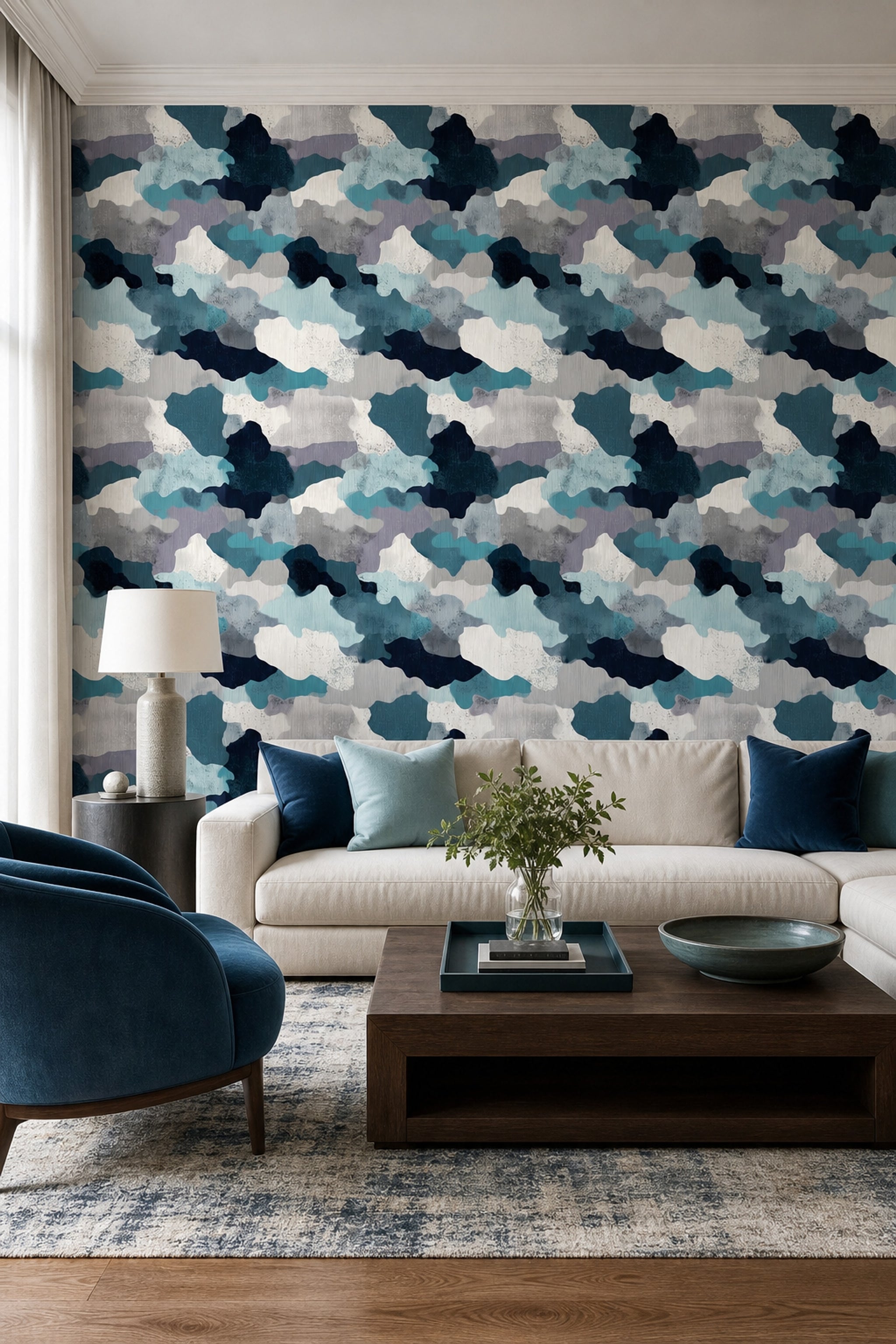 Organic Shapes Wallpaper Camouflage Textured Removable Wall Decor