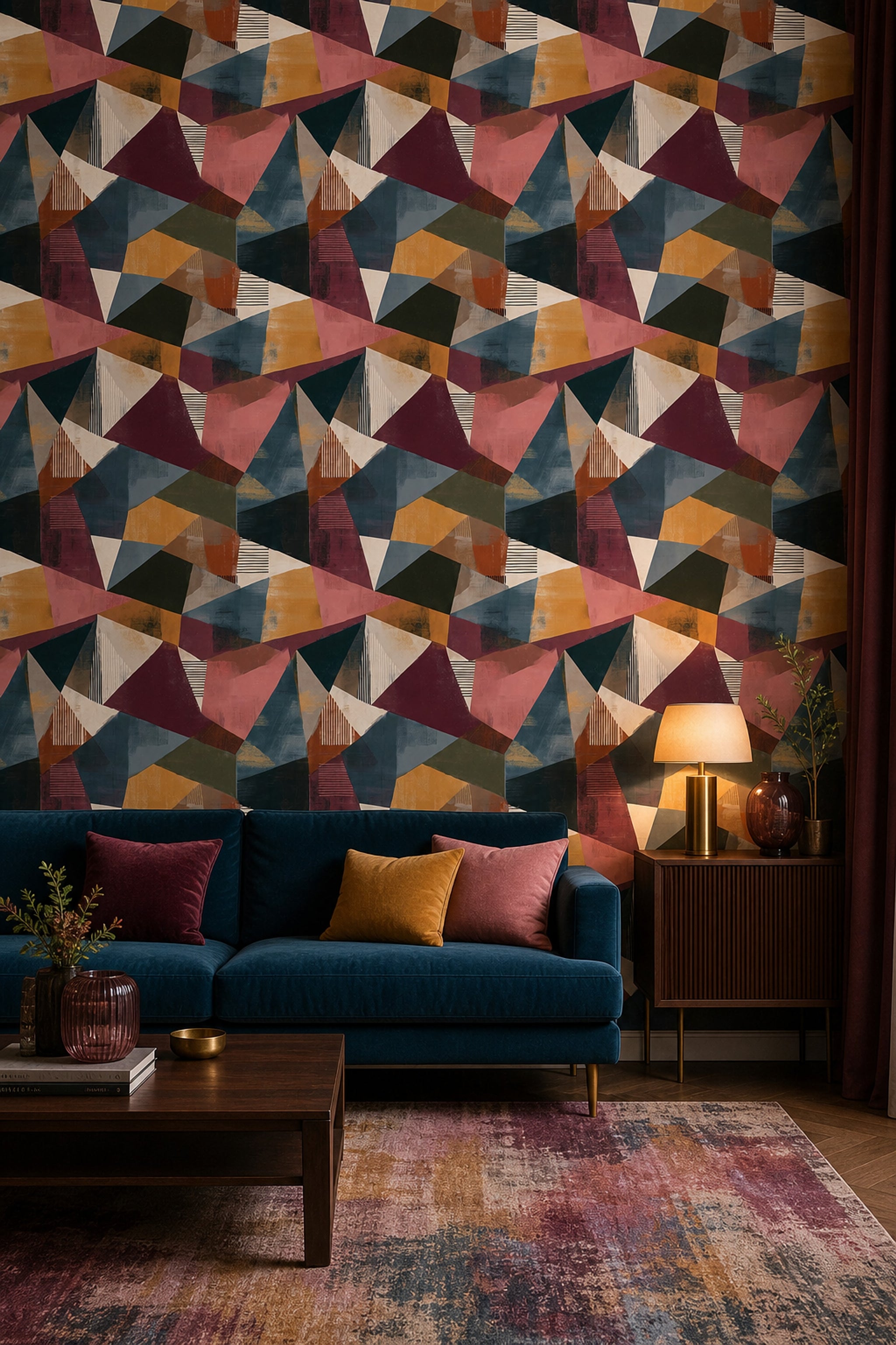 Mid-Century Modern Wallpaper Geometric Removable Wall Decor