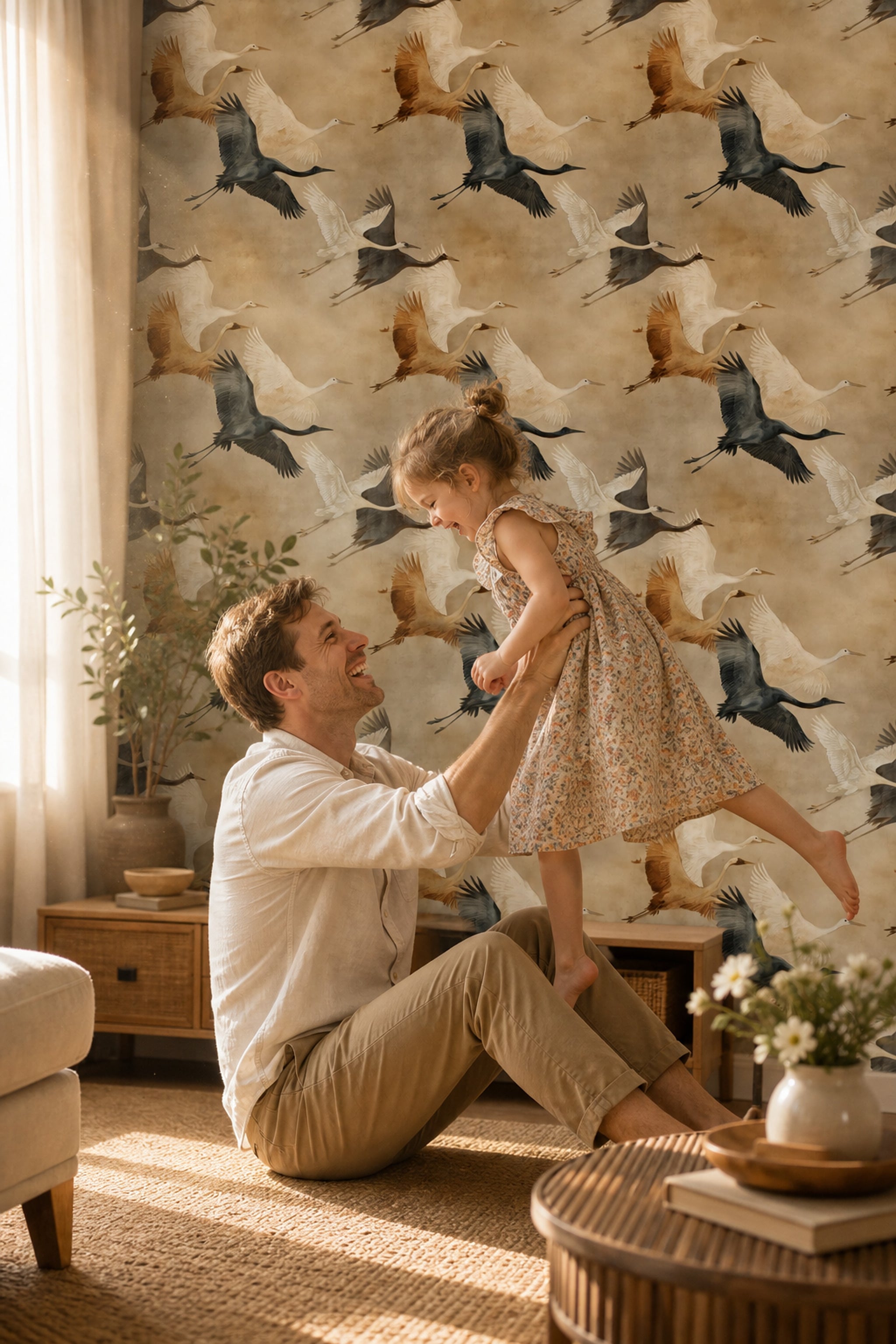 Paper Texture Wallpaper Crane Neutral Removable Wall Decor