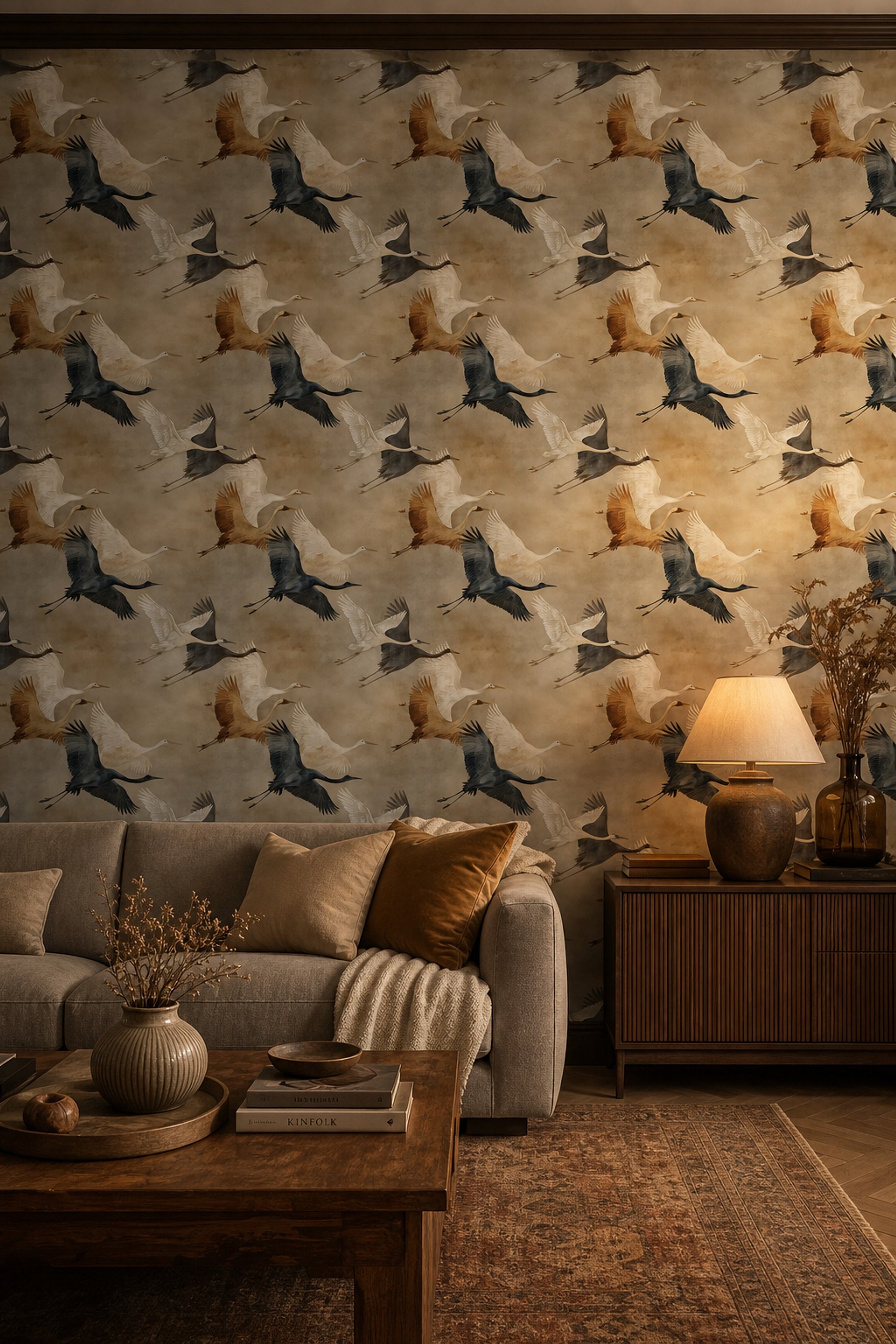 Paper Texture Wallpaper Crane Neutral Removable Wall Decor