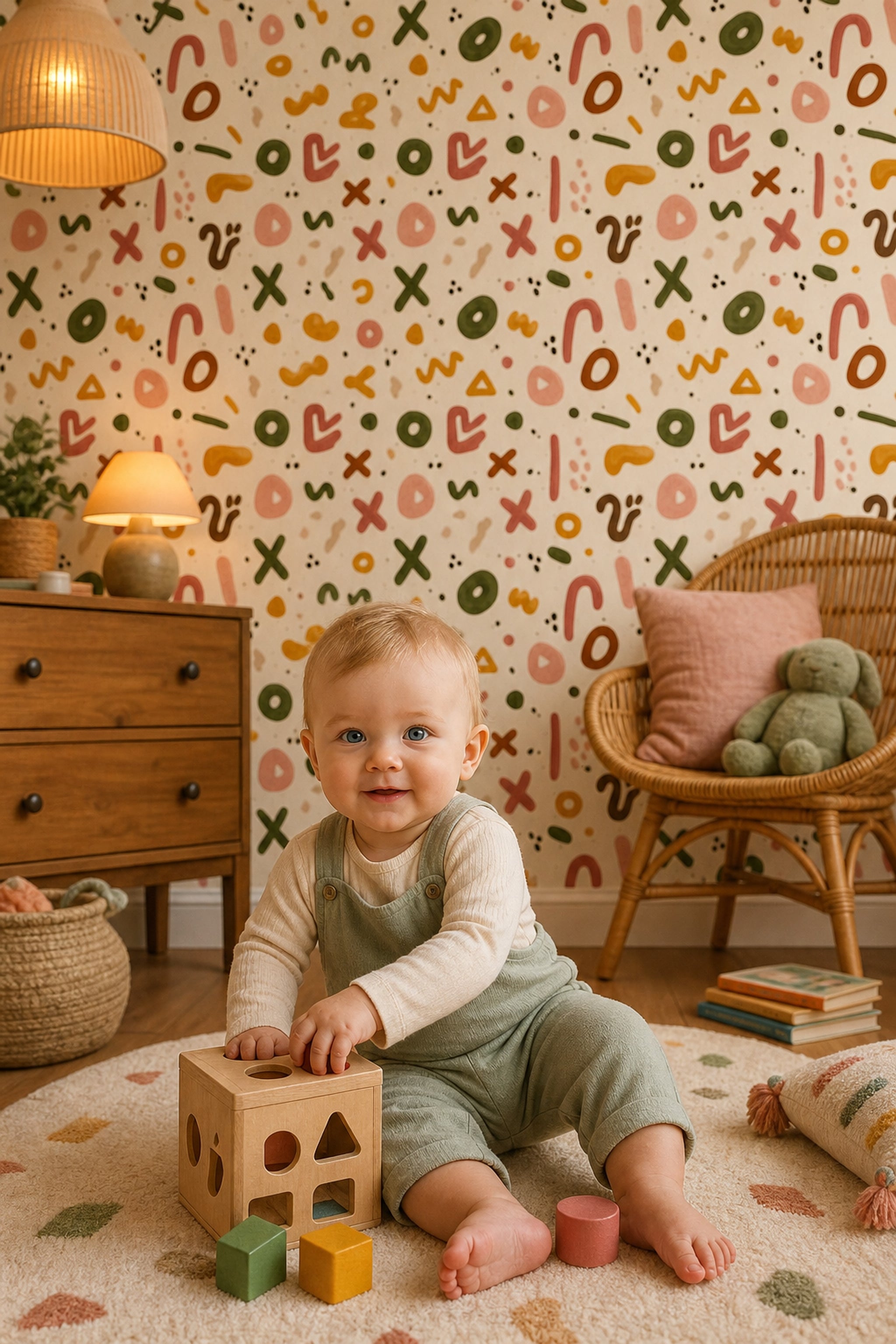 Geometric Shapes Wallpaper Modern Boho Removable Wall Decor