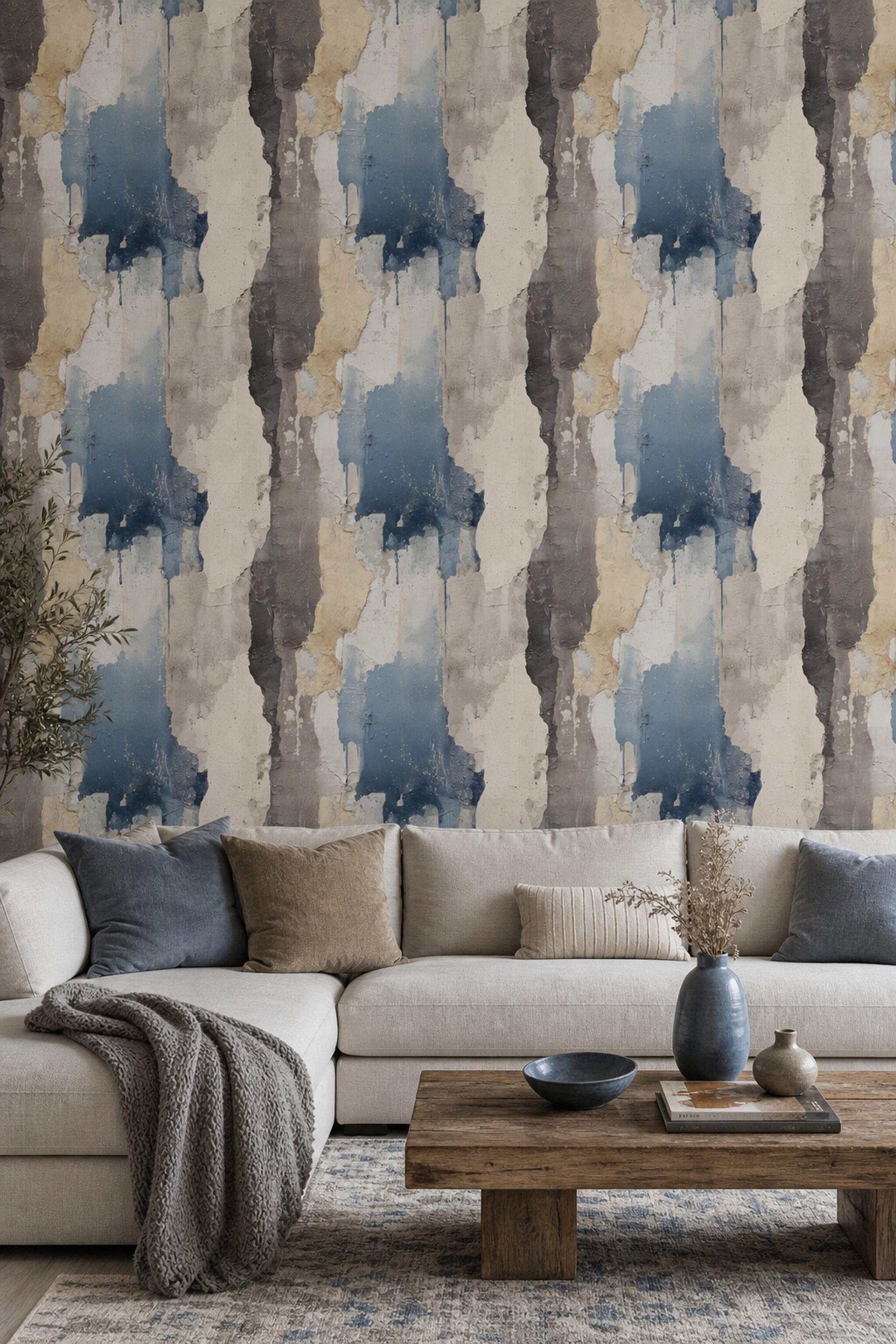 Concrete Wall Wallpaper Cement Texture Removable Industrial Finish Wall Double Roll
