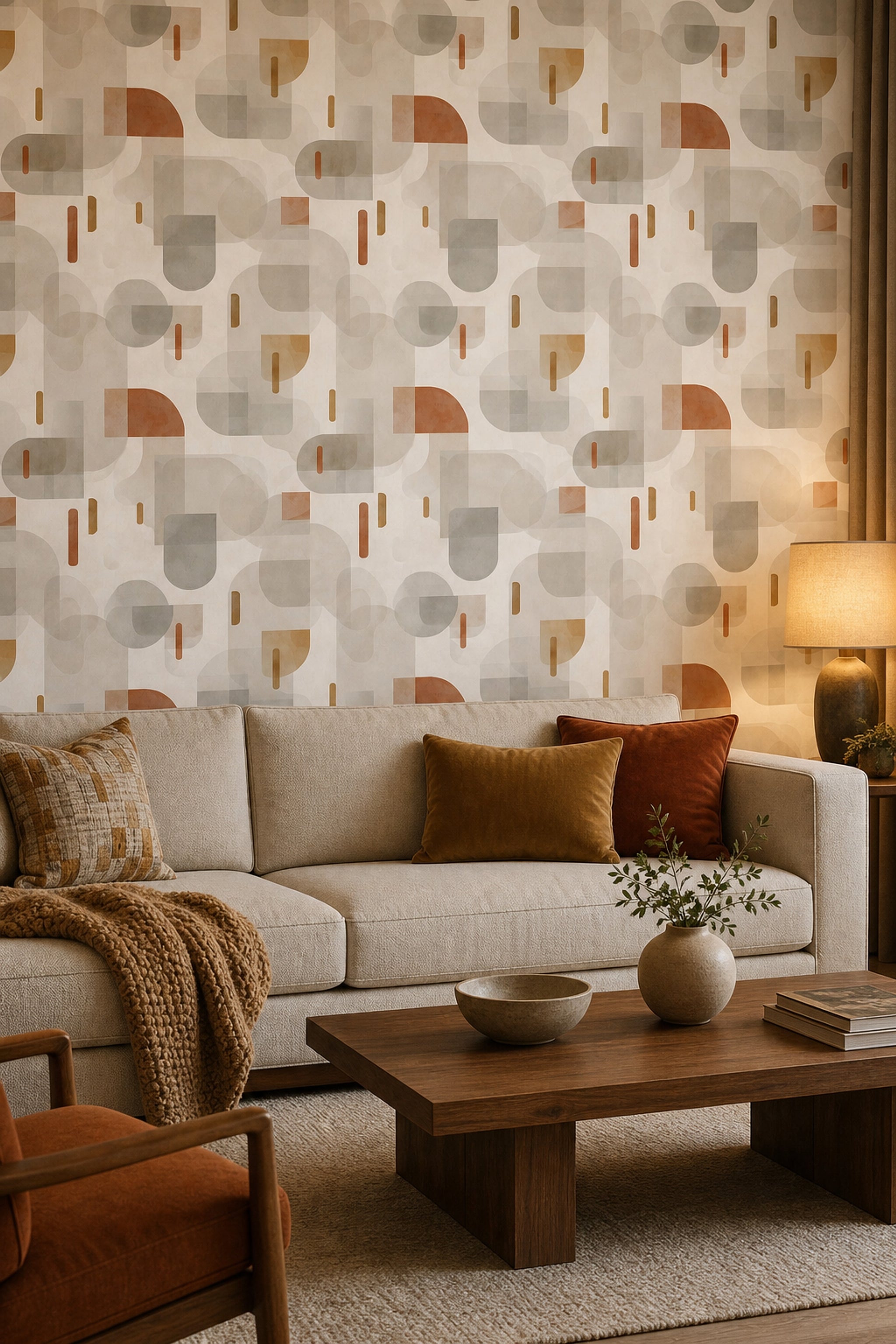 Mid Century Modern Wallpaper Retro Minimalist Decorative Mural