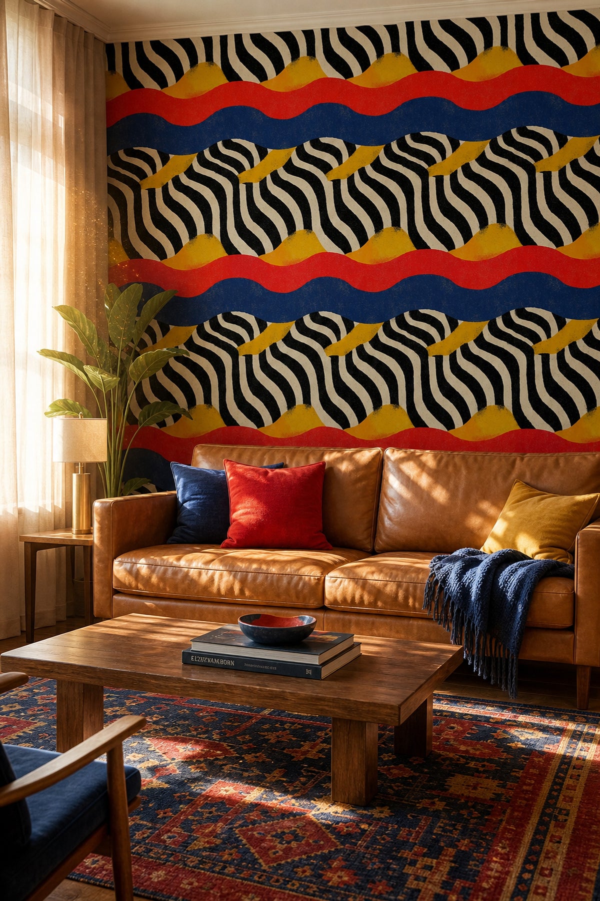 Zebra Stripes Wallpaper Abstract Bold Color Bands Removable Wall Decor