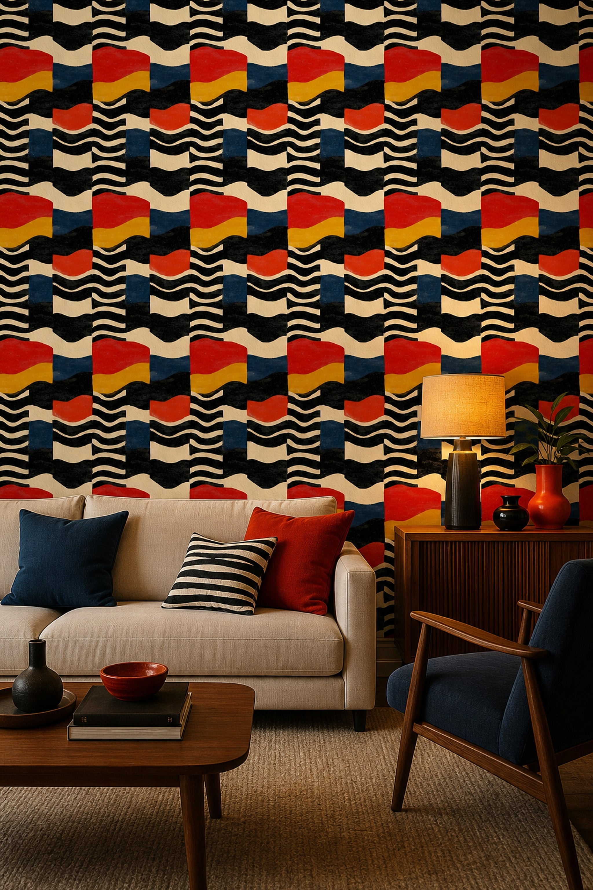 Mid Century Modern Wallpaper Retro Modern Decorative Mural