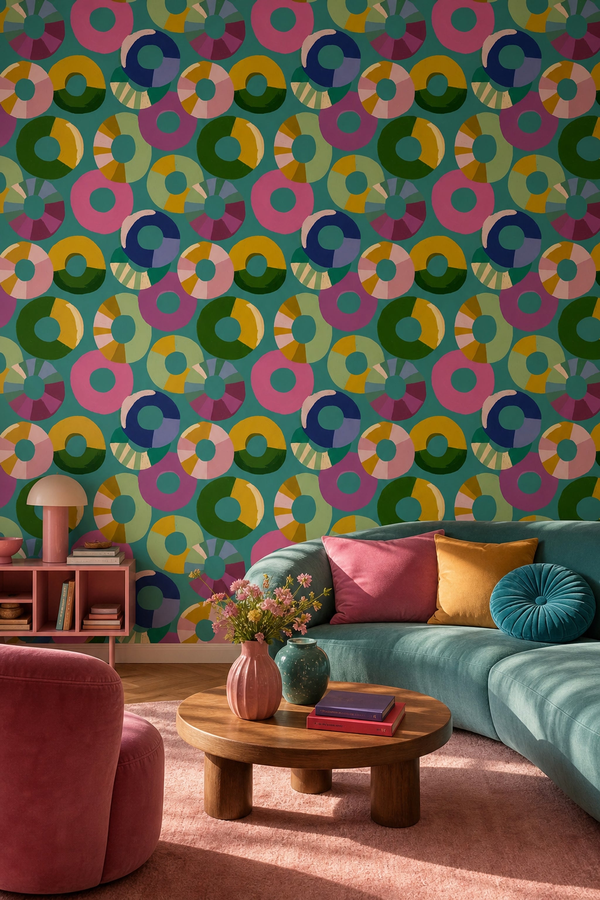 Mid Century Modern Wallpaper Retro Geometric Removable Wall Decor