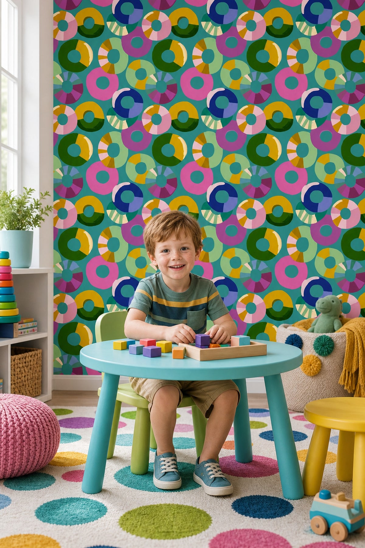Mid Century Modern Wallpaper Retro Geometric Removable Wall Decor