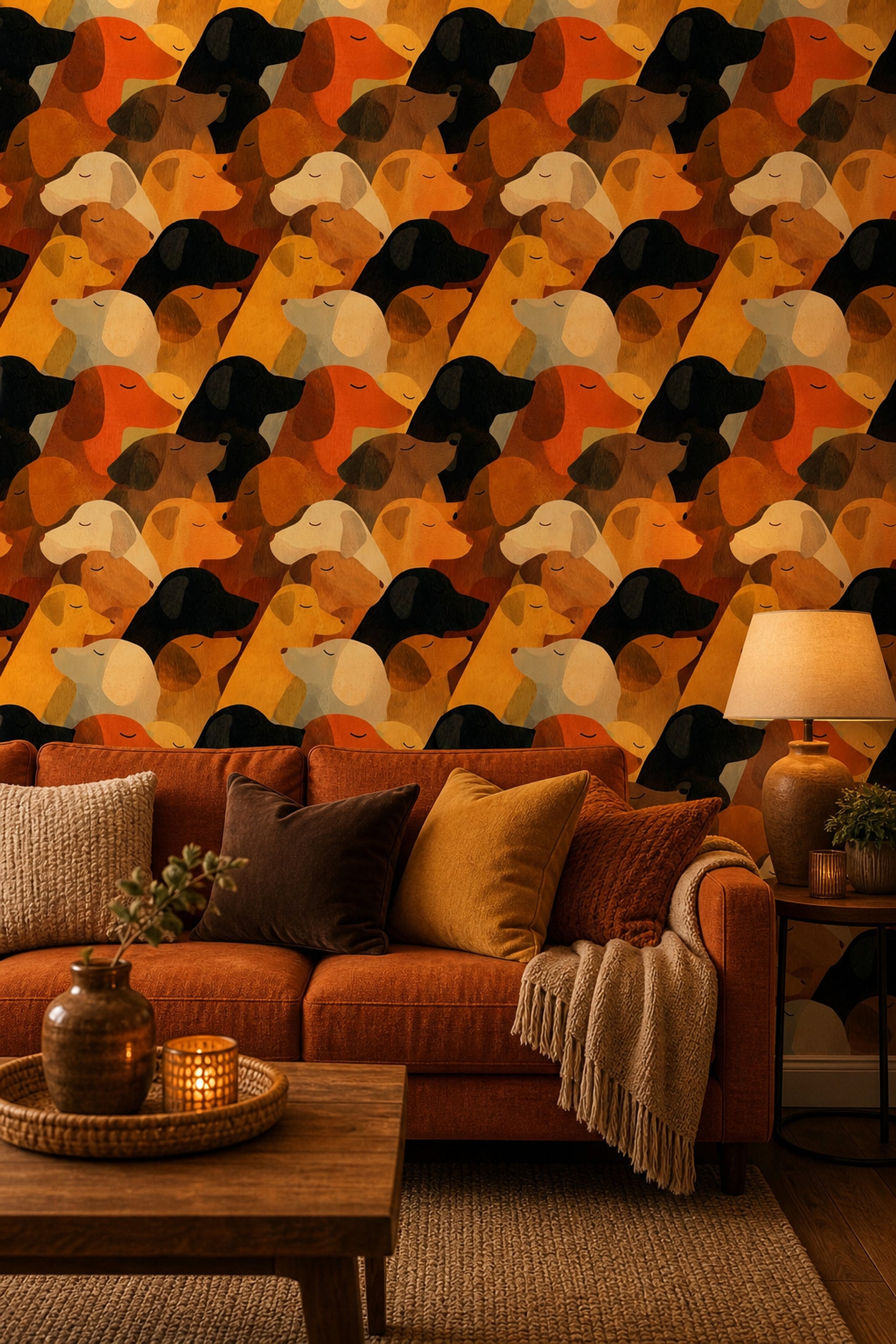 Dogs Wallpaper Animal Pattern Cozy Removable Wall Decor