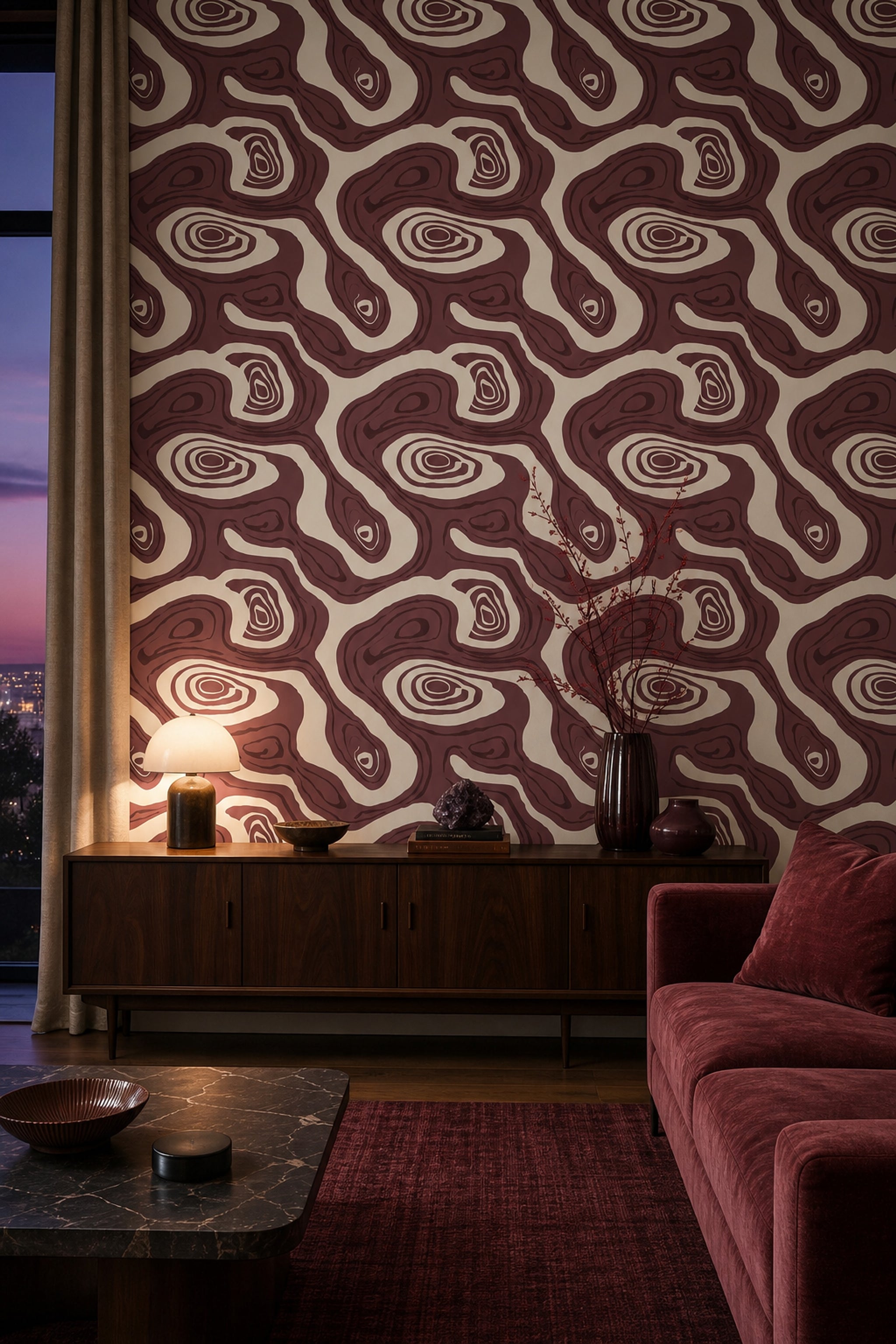 Topographic Lines Wallpaper Contour Map Geologic Strata Decorative Mural