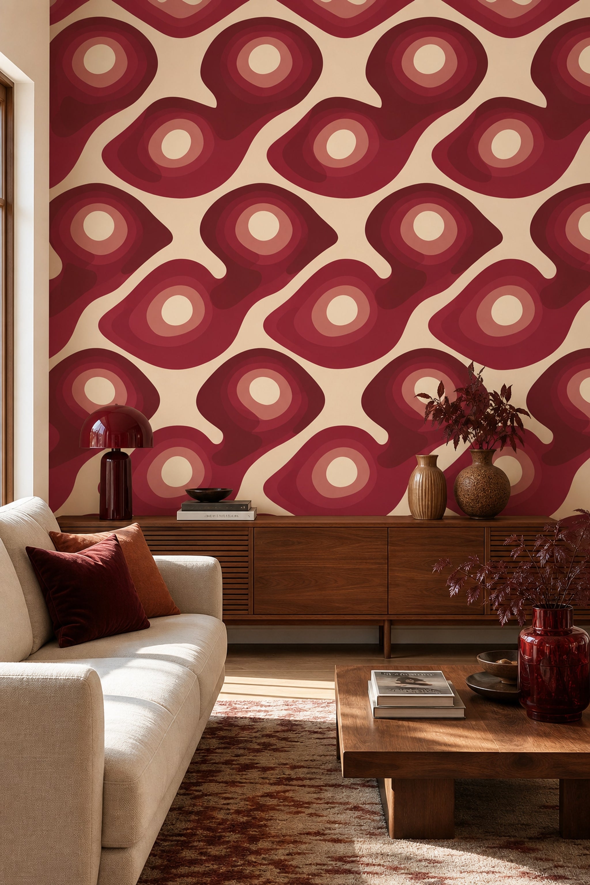 Mid Century Modern Wallpaper Retro Removable Abstract Wall Double Roll
