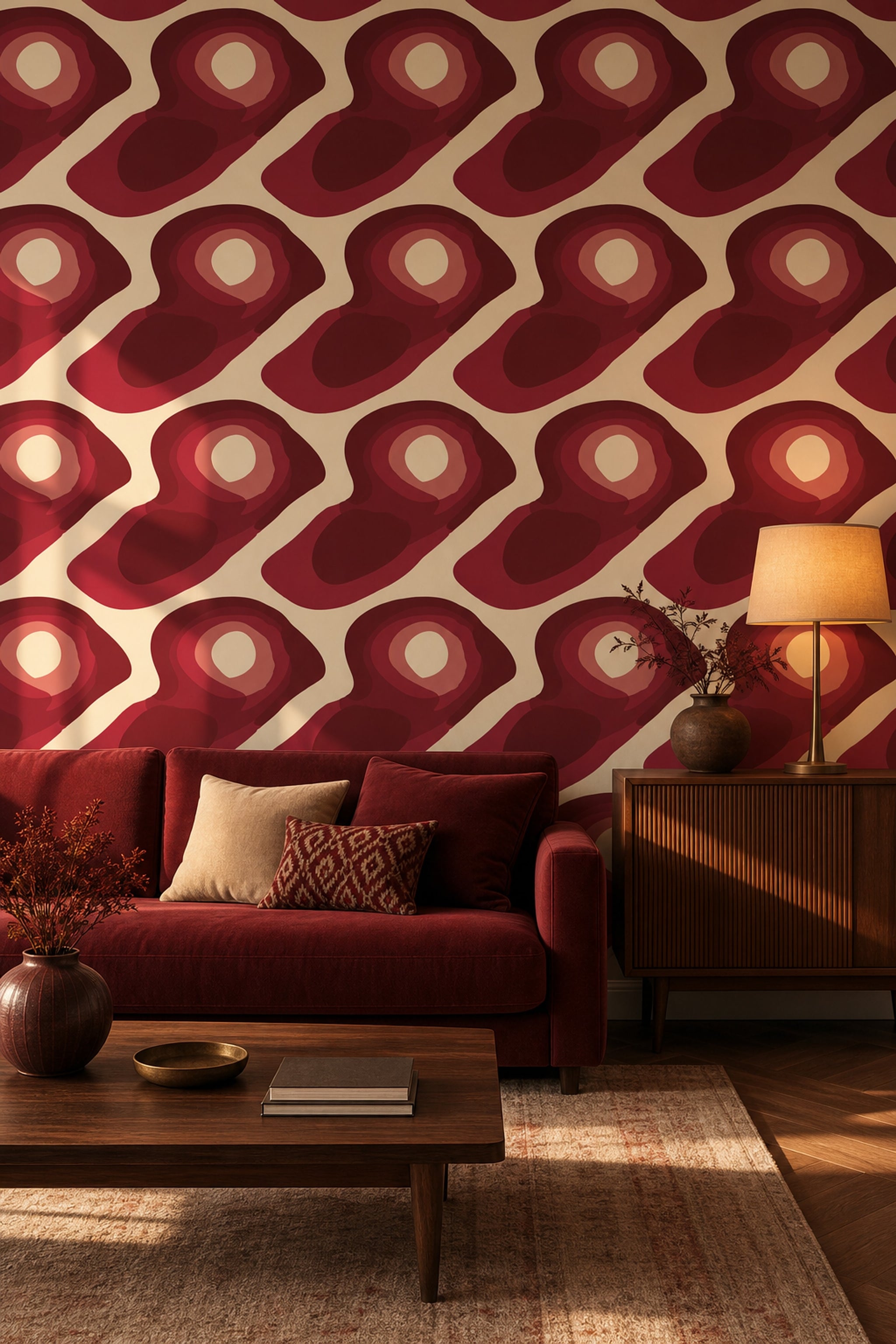 Mid Century Modern Wallpaper Retro Removable Abstract Wall Double Roll
