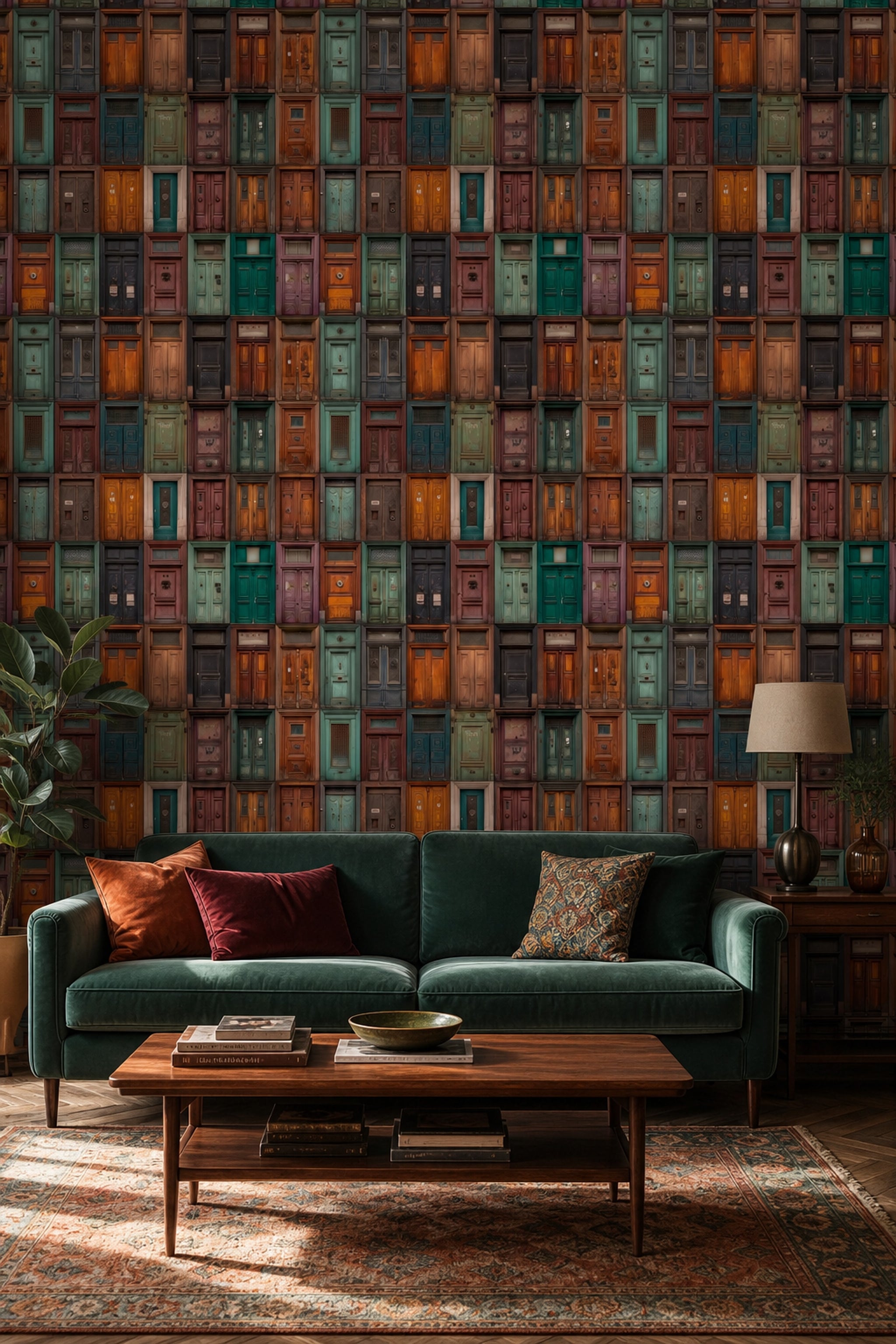 Vintage Doors Wallpaper Patchwork Collage Removable Weathered Wood Wall Double Roll