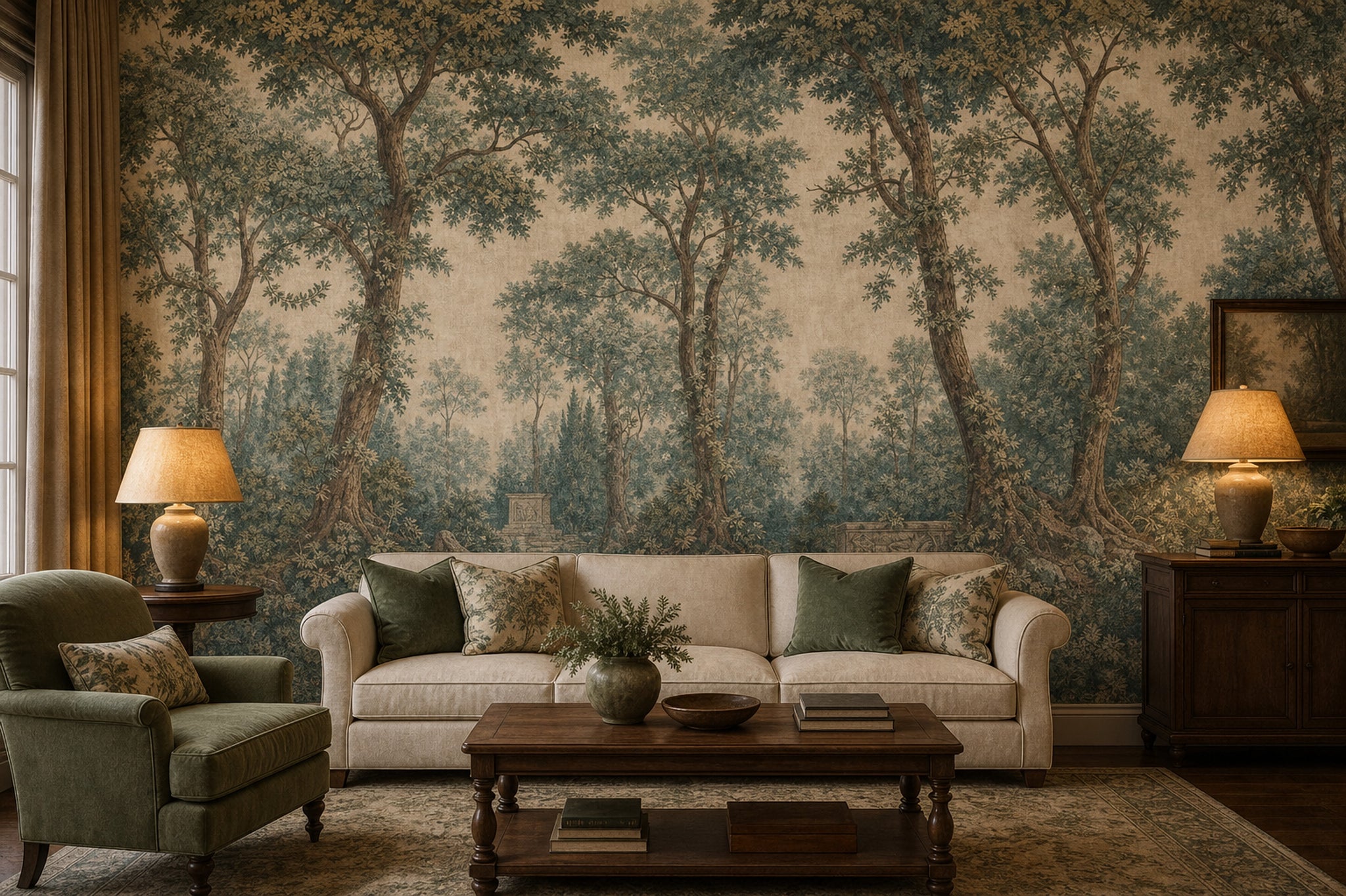 Misty Forest Wallpaper Woodland Removable Antique Wall Decor