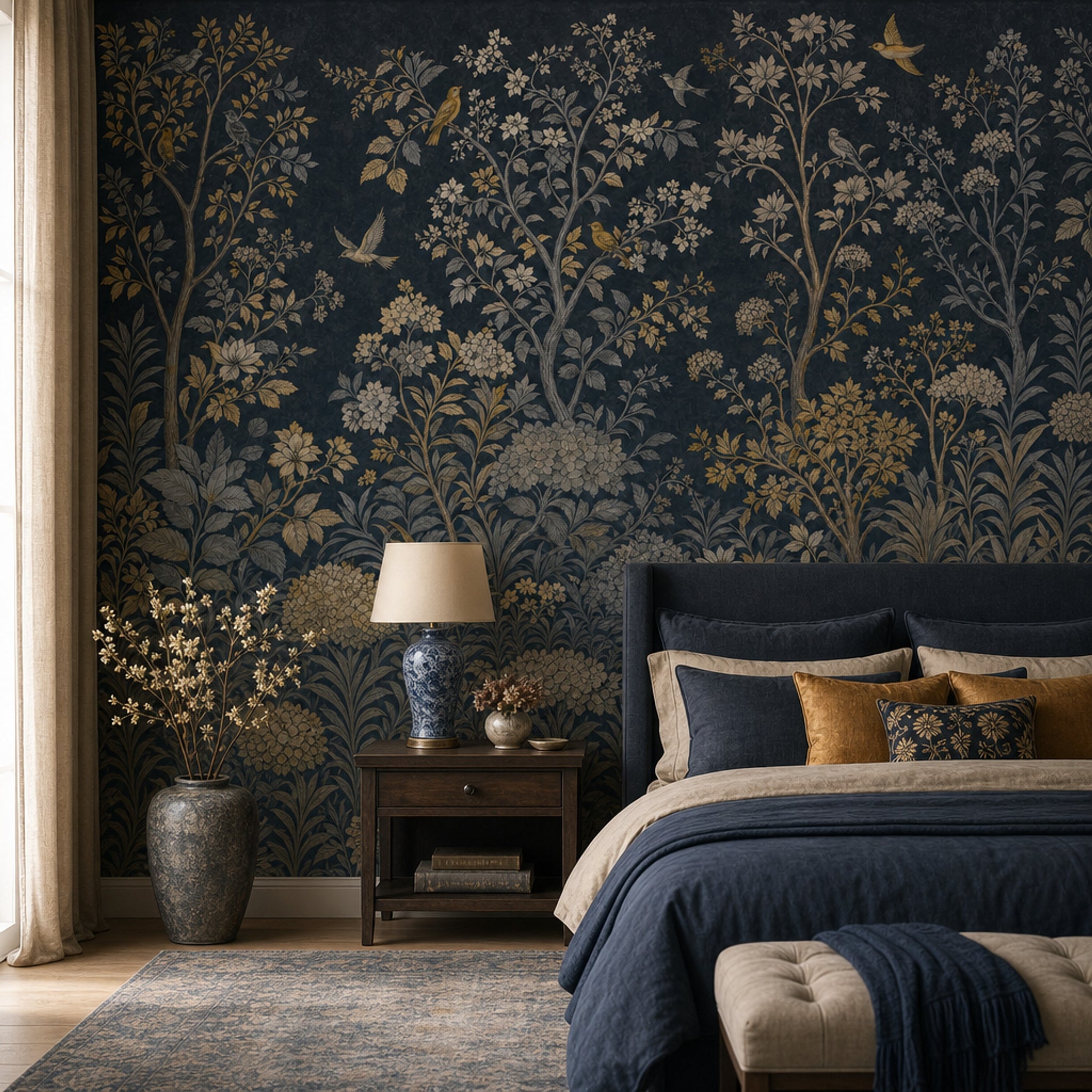 Botanical Wallpaper Vintage Toile Wall Mural