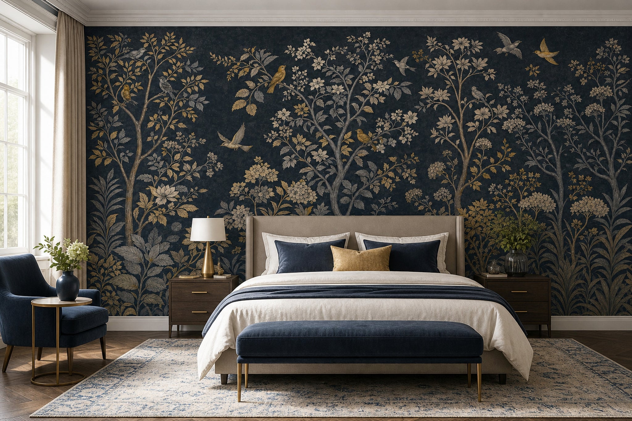Botanical Wallpaper Vintage Toile Wall Mural