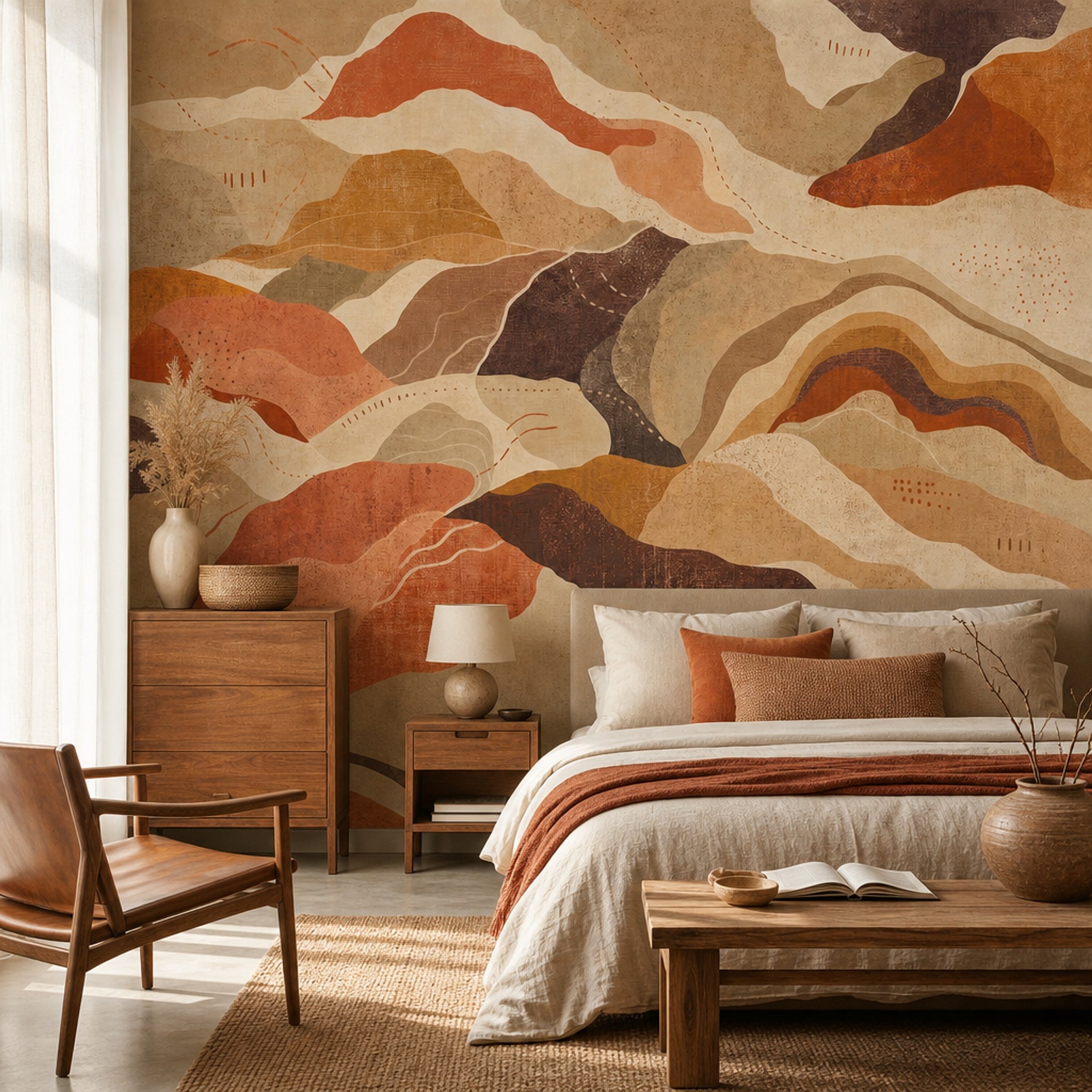 Topographic Map Wallpaper Contour Lines Removable Earthy Wall Decor