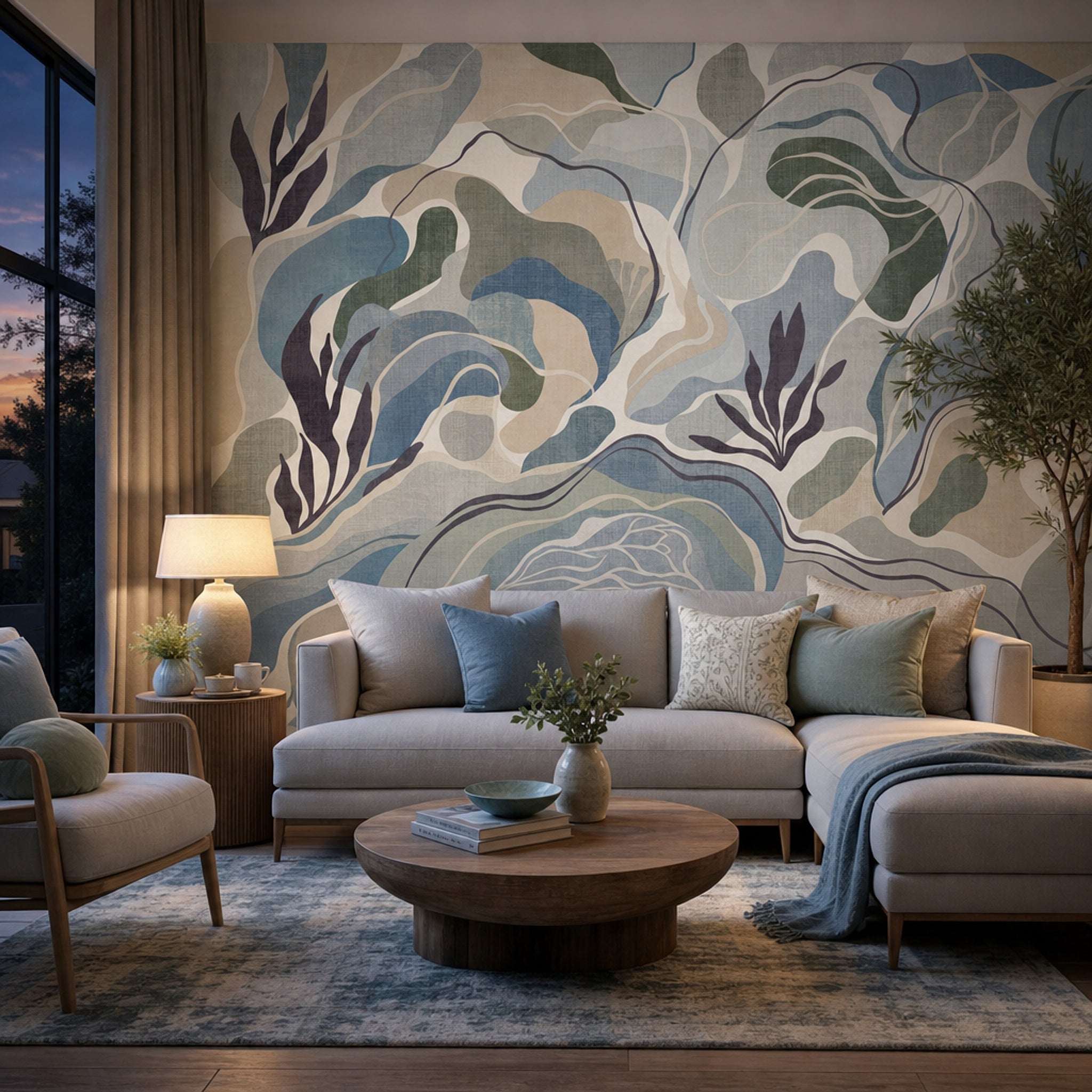 Abstract Landscape Wallpaper Organic Shapes Topographic Lines Wall Mural