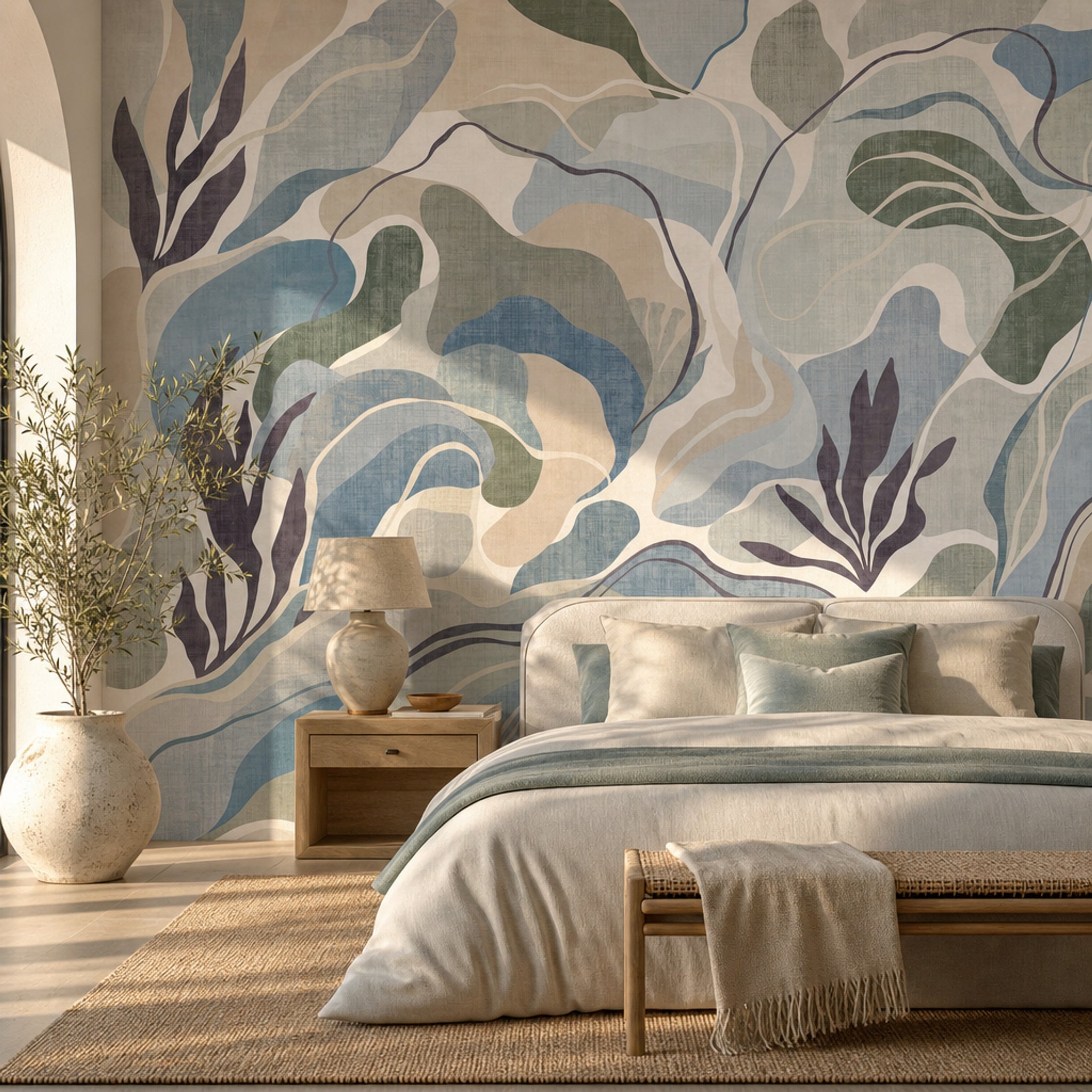 Abstract Landscape Wallpaper Organic Shapes Topographic Lines Wall Mural