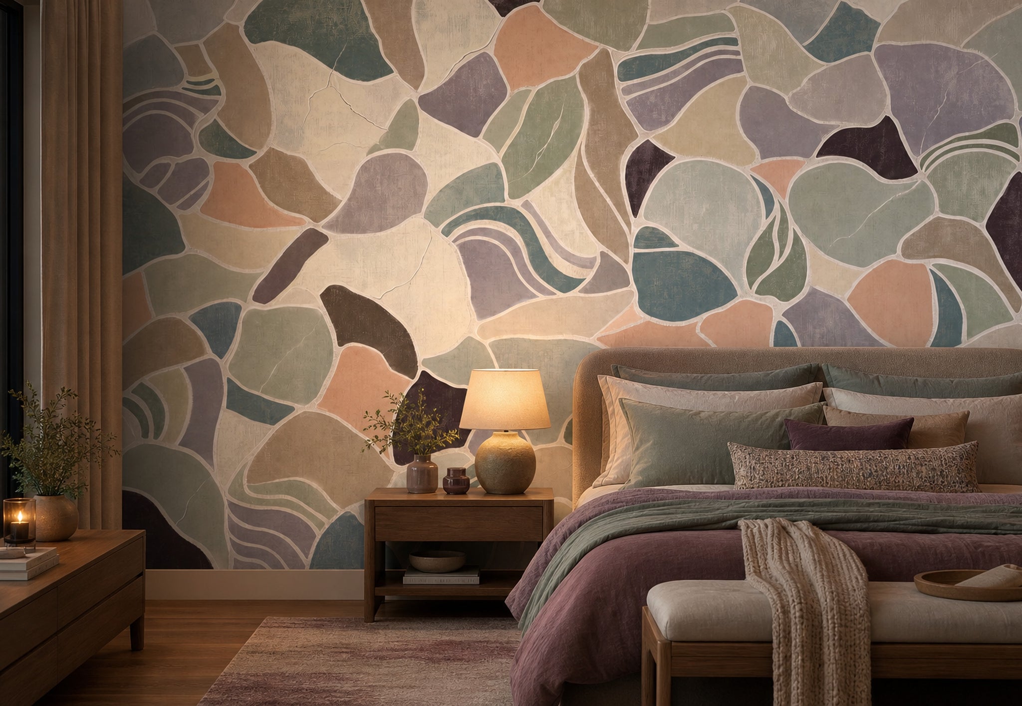 Abstract Mosaic Wallpaper Terrazzo Muted Pastels Wall Mural