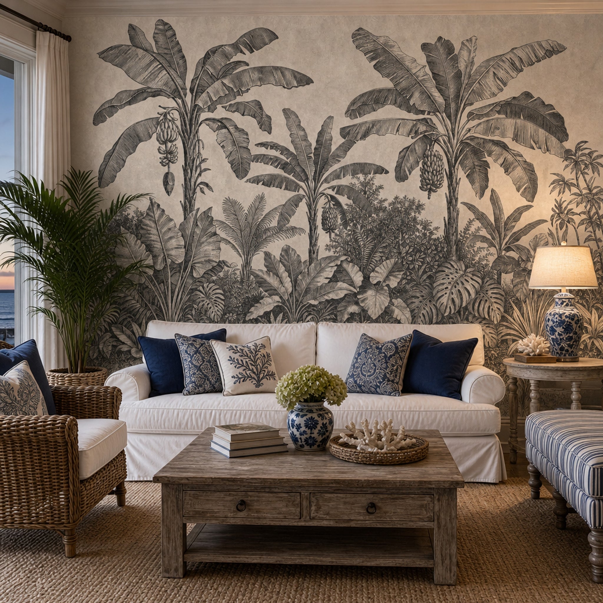 Tropical Jungle Wallpaper Banana Trees Botanical Engraving Wall Mural