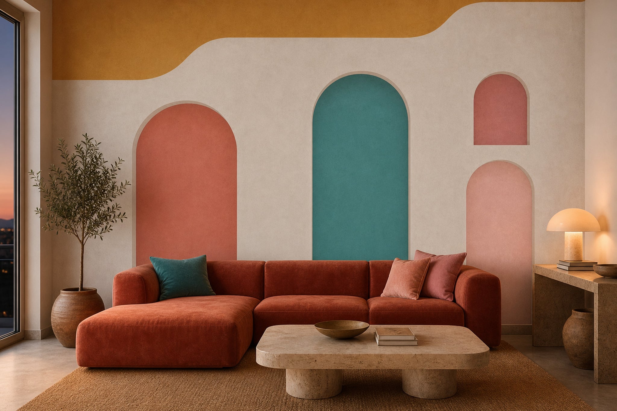 Mid-Century Modern Wallpaper Retro Minimalist Removable Wall Decor