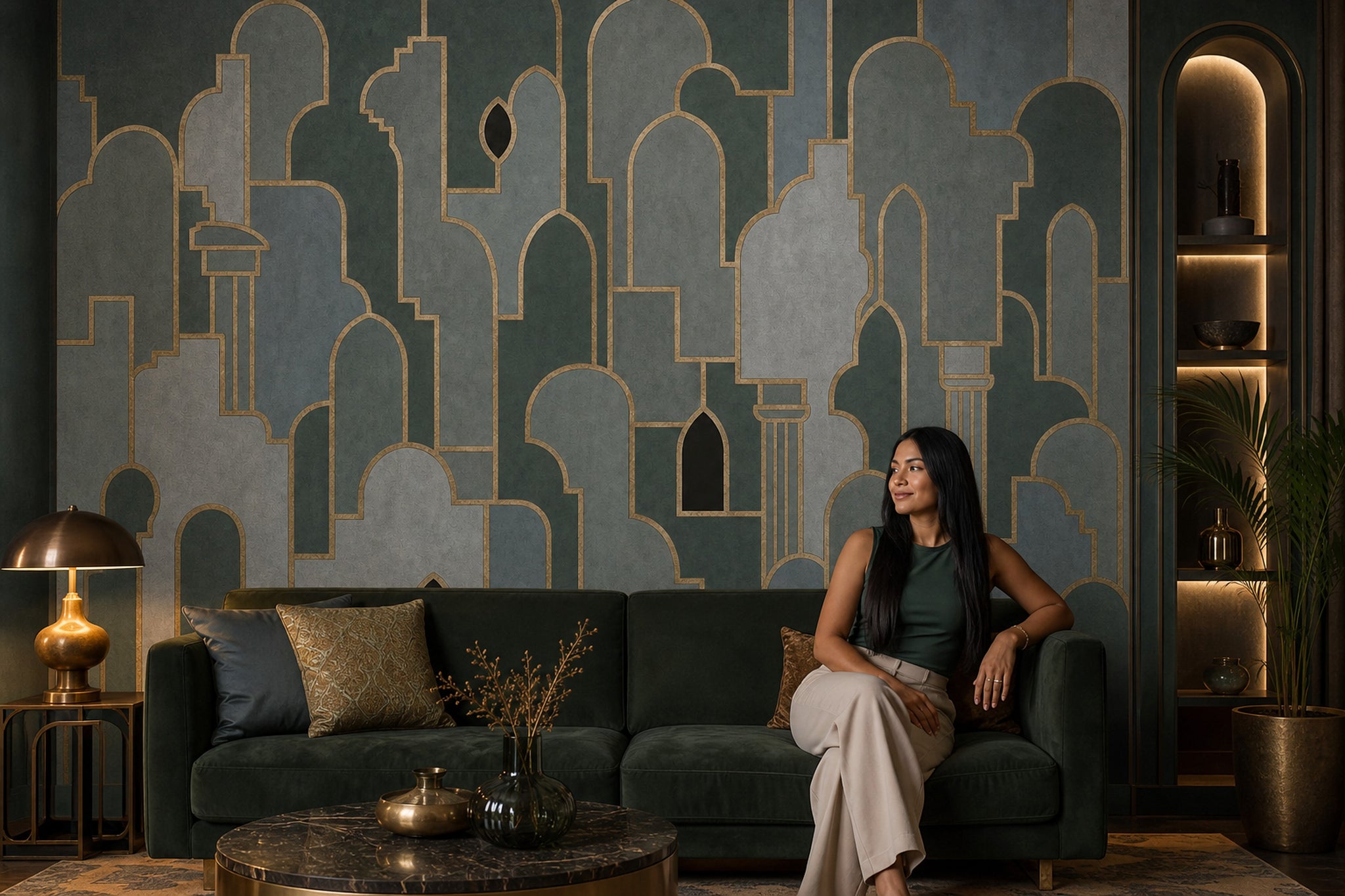 Muted Green Wallpaper Olive Forest Green Wall Mural