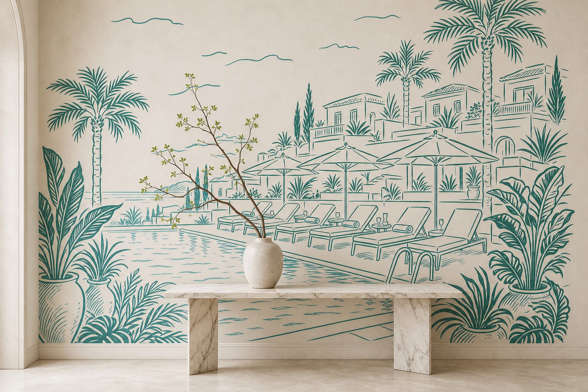 Walls Wallpaper Poolside Resort Removable Wall Decor