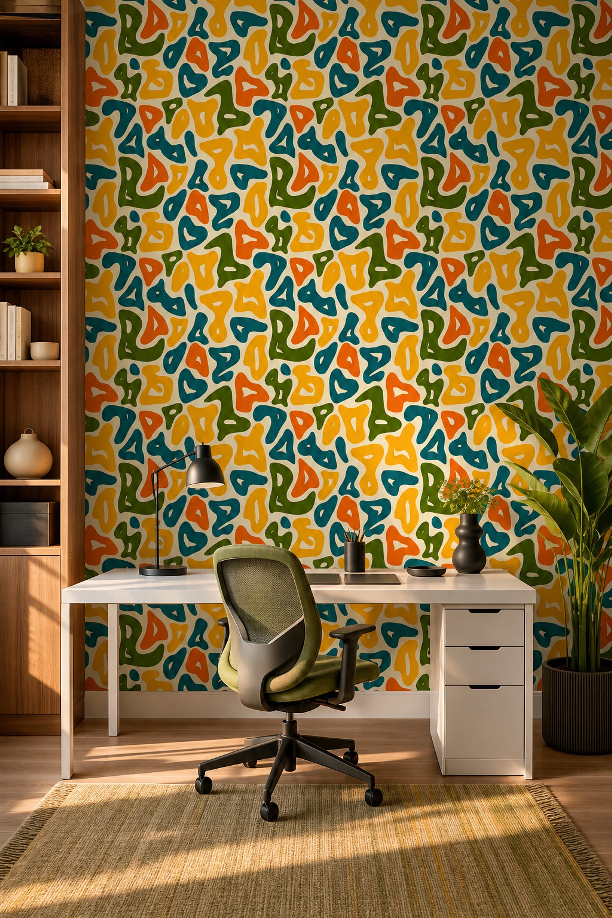 Mid Century Modern Wallpaper Abstract Pattern Mid Century Modern Decorative Mural
