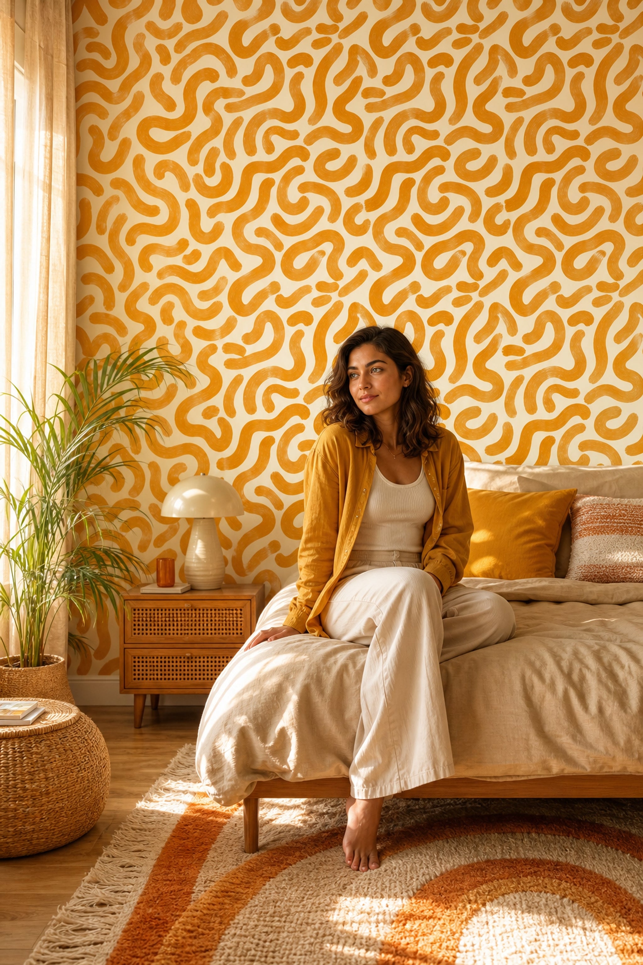Abstract Wallpaper Brushstroke Organic Shapes Removable Wall Decor